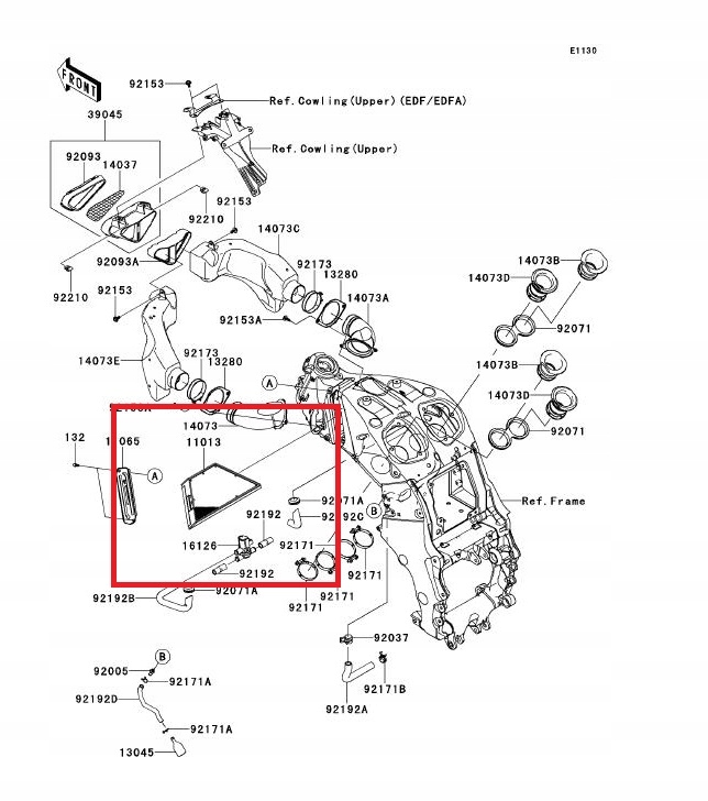 FILTR POWIETRZA KAWASAKI ZZR1400 2012 - 2023 Numer katalogowy części 11013-0718