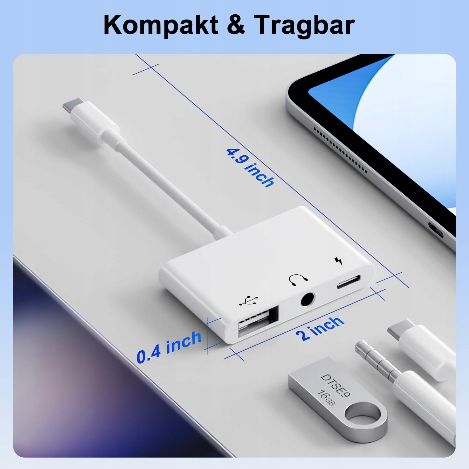 3 w 1 Adapter USB C na 3 5 jack słuchawki z ładowarką OTG USB adapter typ C — miniatura 7