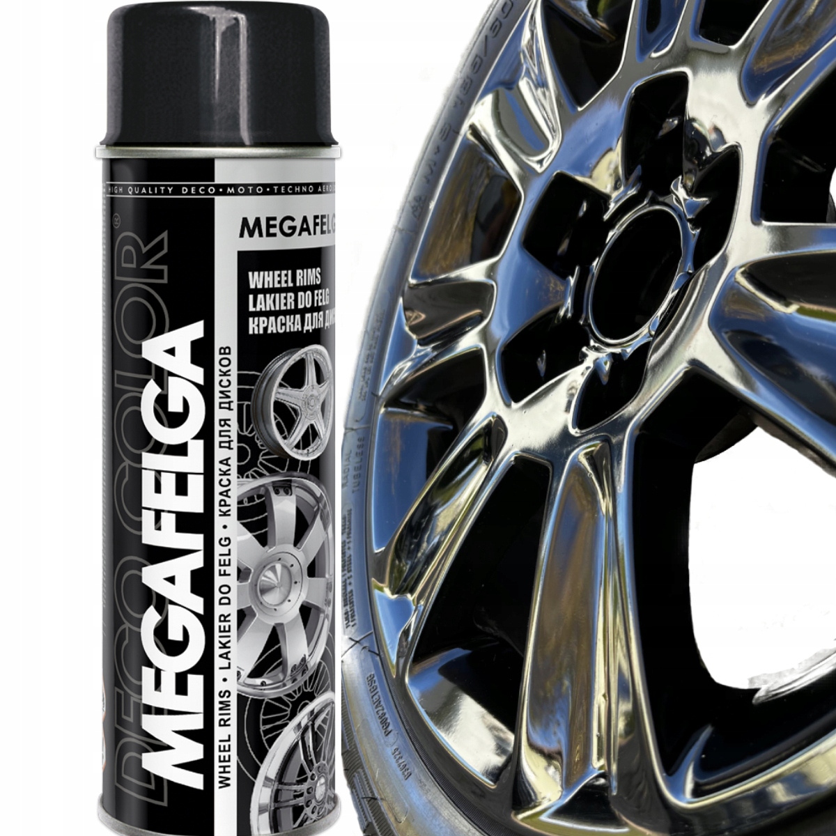 Farba Do Felg Lakier Czarny Połysk Spray 500ml