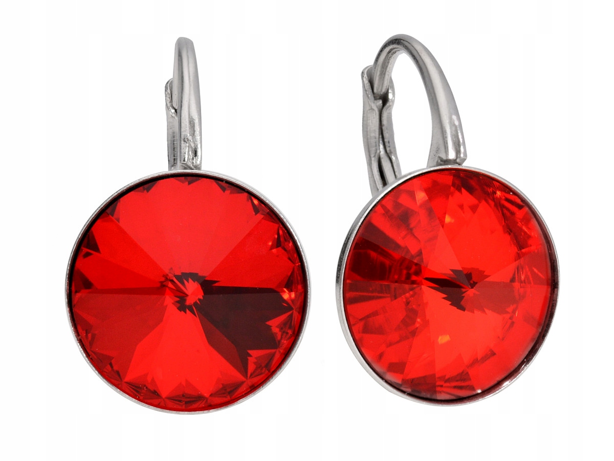 

Kolczyki srebro okrągłe czerwony Swarovski