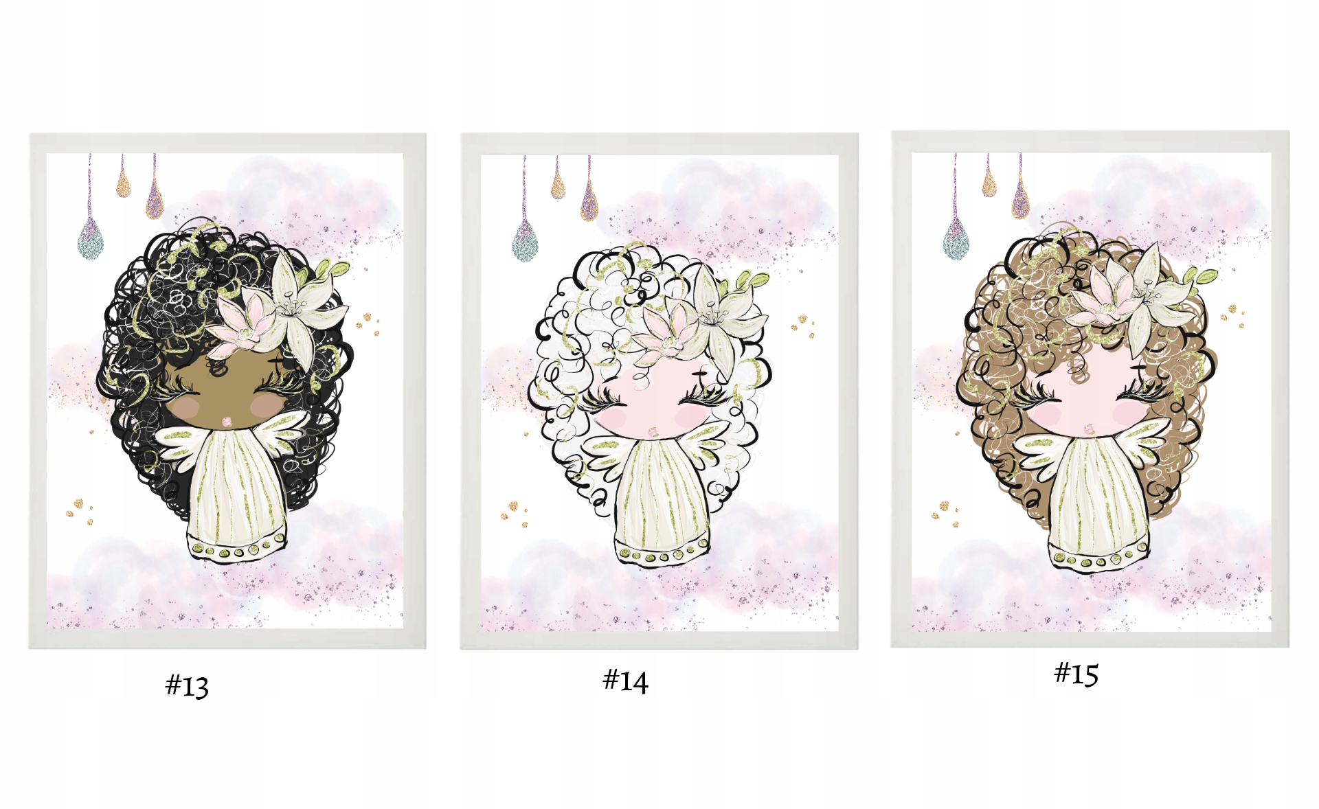 Obrazki dla dzieci, aniołki, modlitwa, ramka A4 Długość (cm) 33 cm