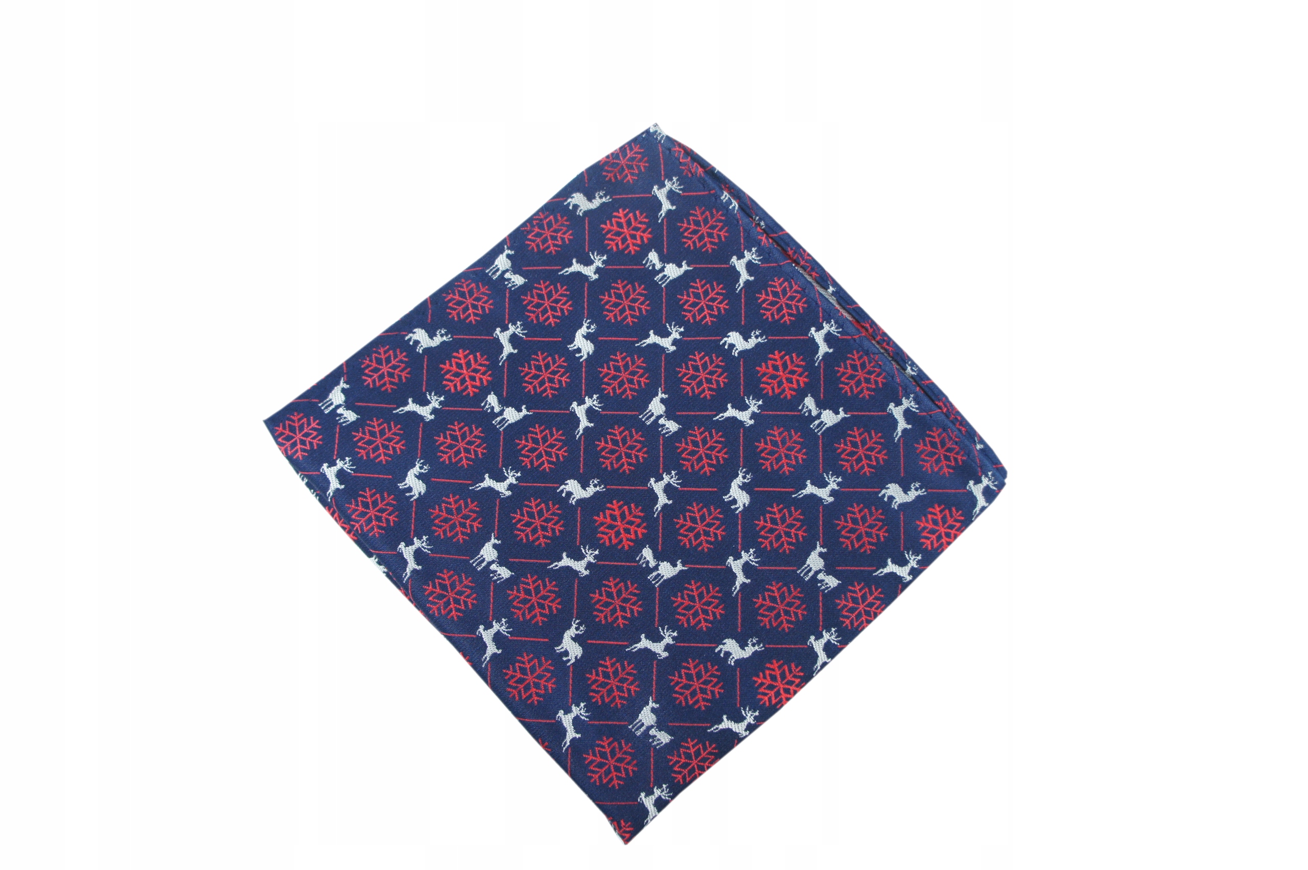 Poszetka chusteczka do kieszeni marynarki ŚWIATECZNA W RENIFERKI ŚNIEŻYNKI