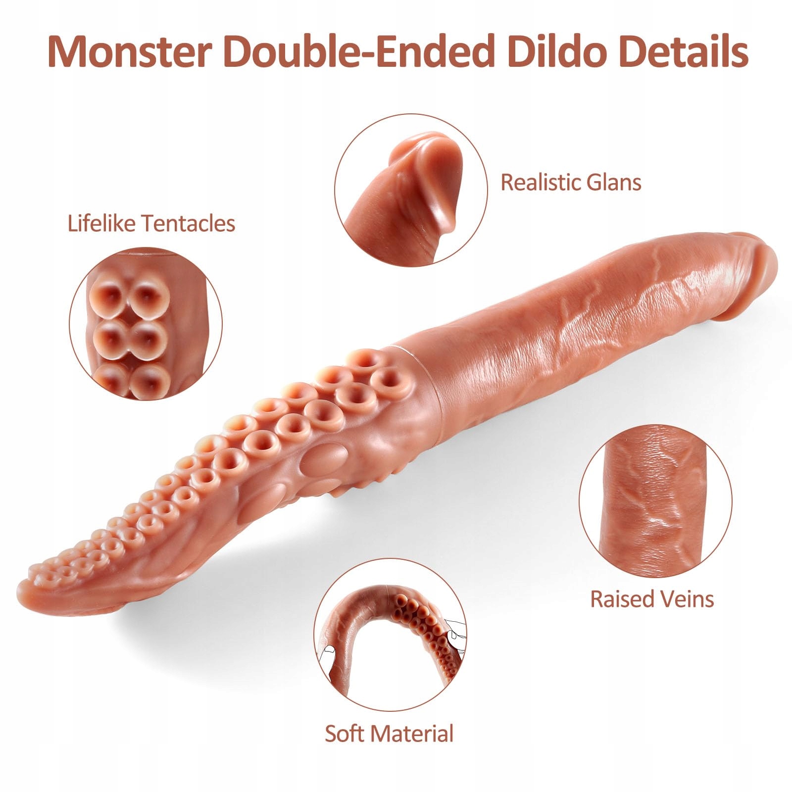 SHKANLA Dildo Silikonowy 42cm Realistyczny Tentaklowy Dla Par i Singli — miniatura 3