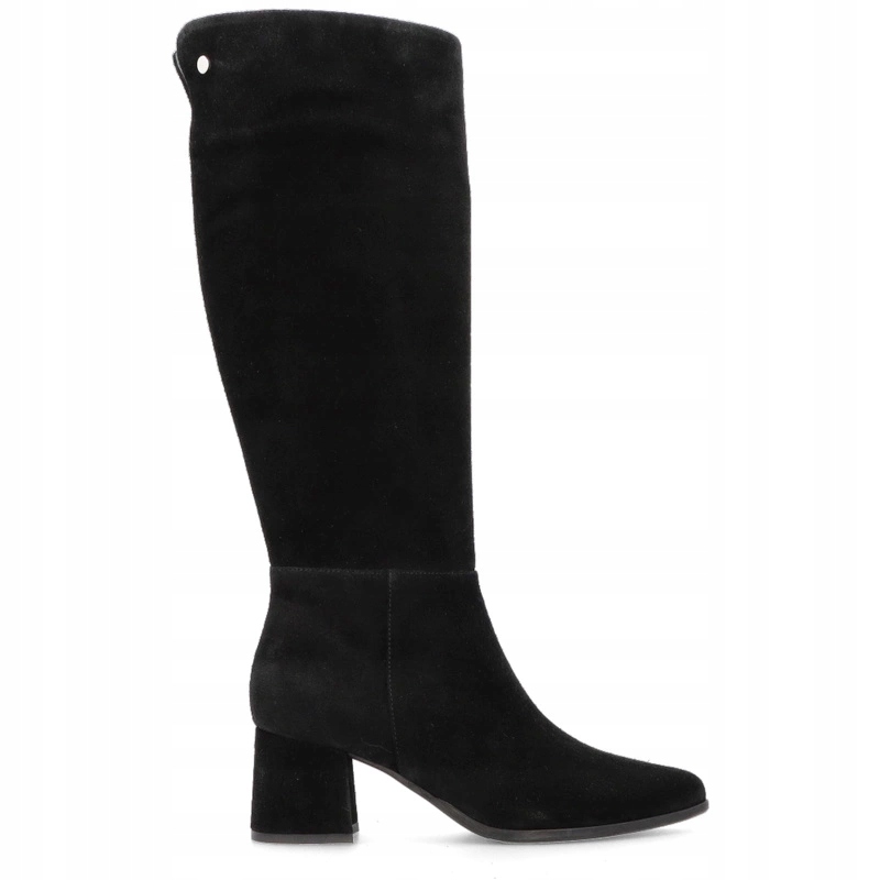Semišové kozačky na podpatku Kotyl 4733 Černé 37