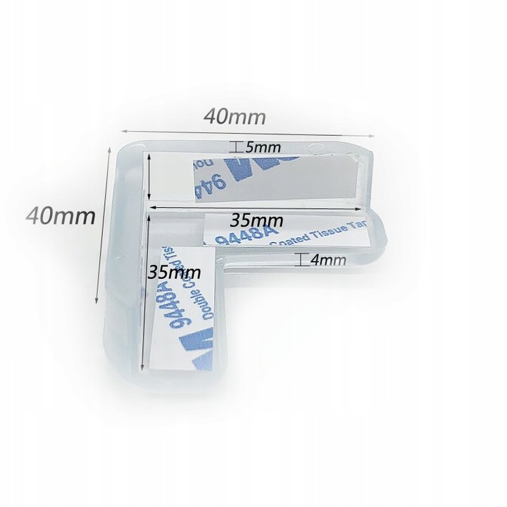 ZABEZPIECZENIE NA ROGI STOŁU MEBLI BEZBARWNE MOCNY KLEJ 10SZT 4*4*1.5CM Szerokość produktu 4 cm
