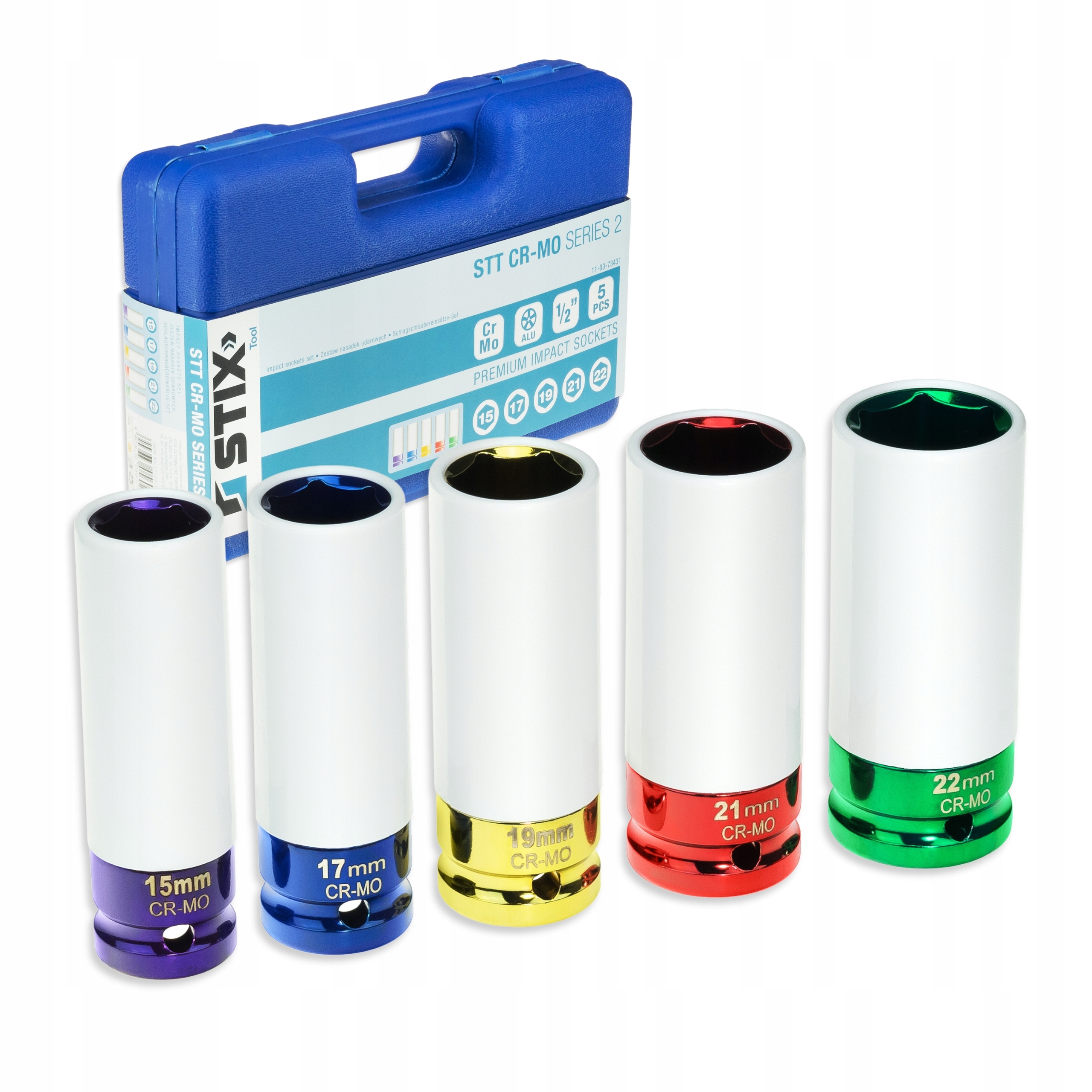 Nasadki Udarowe Długie Do Alufelg Z Osłoną 15 17 19 21 22MM Cr-mo Stix 5szt