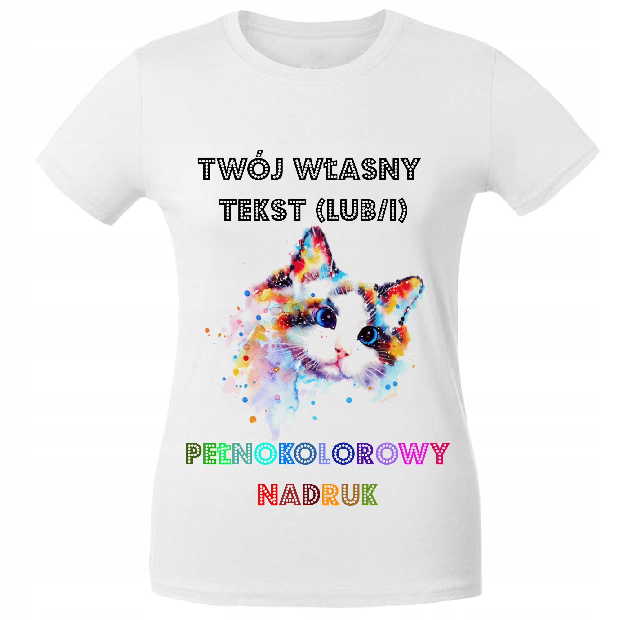 

T-shirt Damski Biały Z Własnym Nadrukiem S