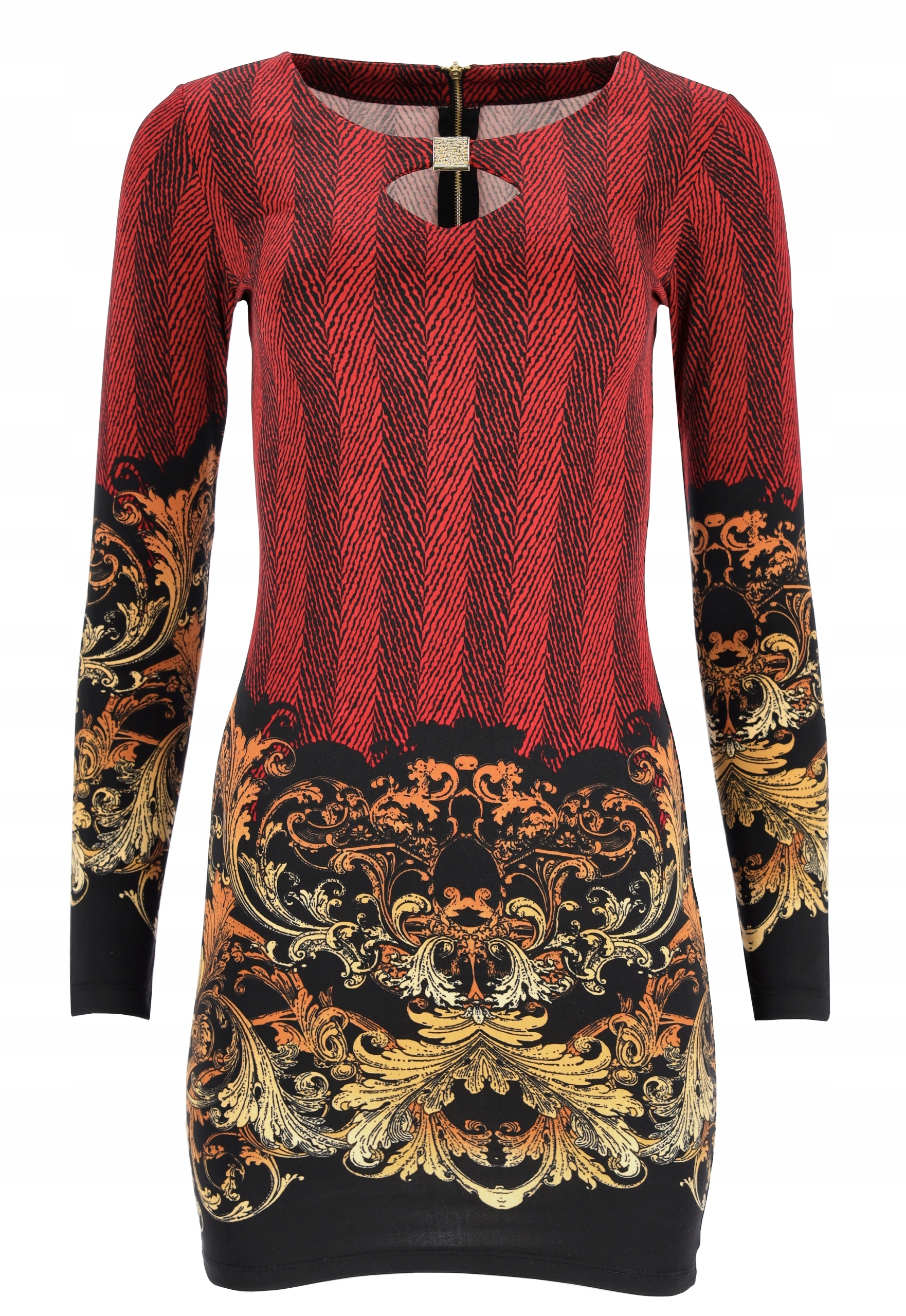 Šaty Je Elegantní A Má Úzké Vzory S Ozdobami