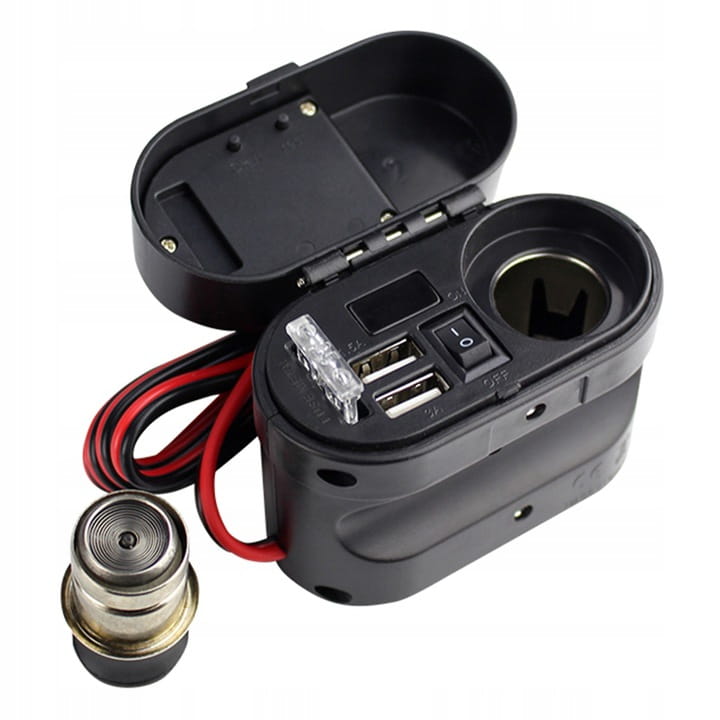 Ładowarka Motocyklowa Zasilacz Gniazdo USB x2 Woltomierz Stan opakowania oryginalne