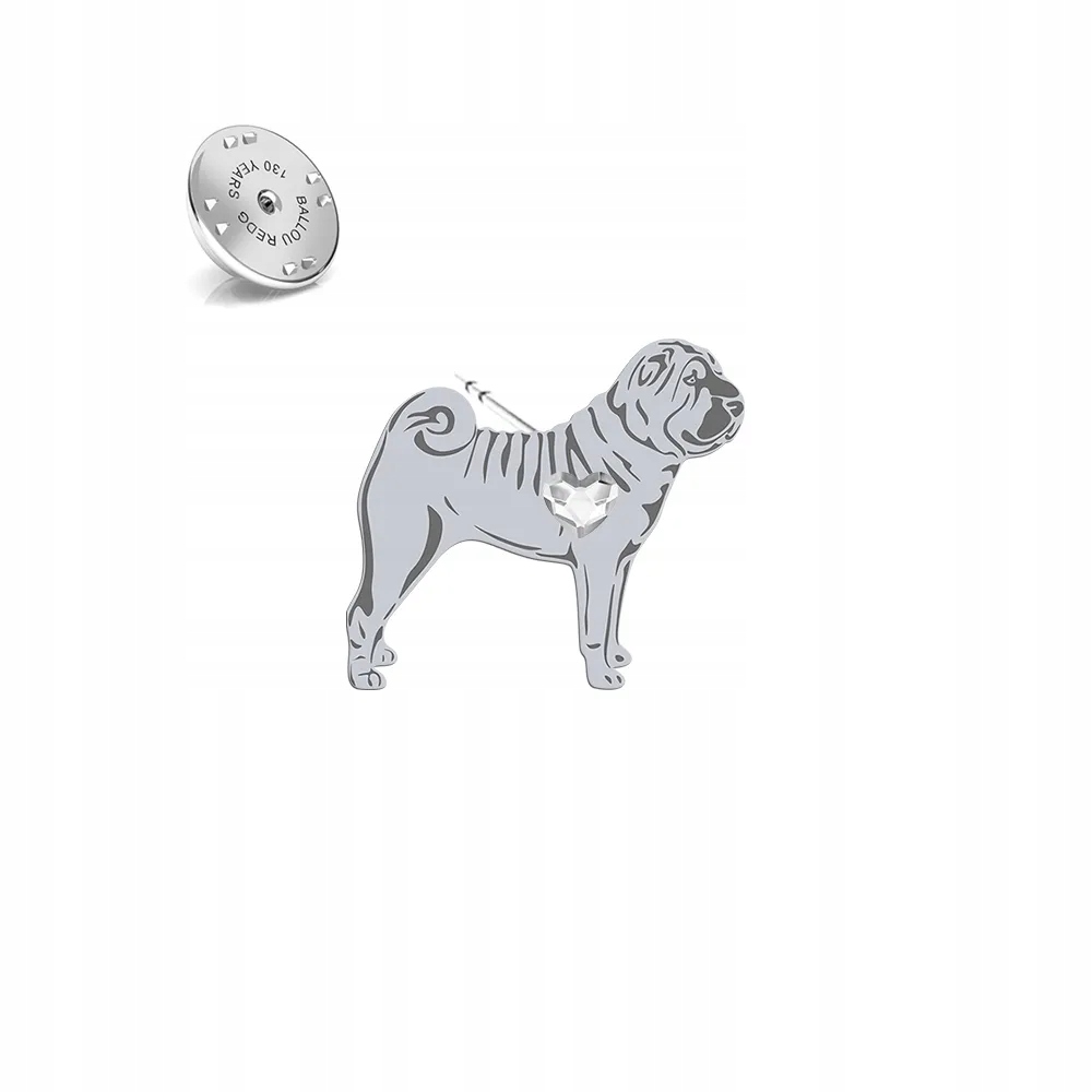 Odznak se psem Shar Pei Stříbro 925 Šperky Dárek Dedikace
