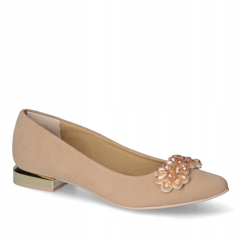 Baleríny For-But 074 Béžová semišová ozdoba 36