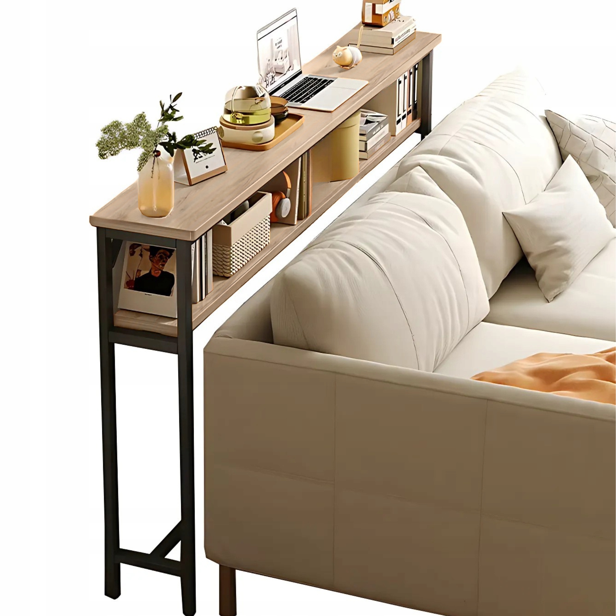 Konzolový Stolek Loftový Stolek Za Pohovku Regál Police Do Obývacího Pokoje Dub Sonoma 102x20x80