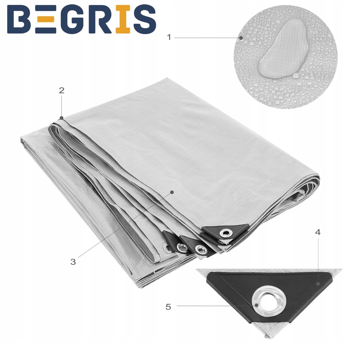 PLANDEKA PLANDEKI SREBRNA 6X8 BARDZO GRUBA 130G Szerokość 8 m