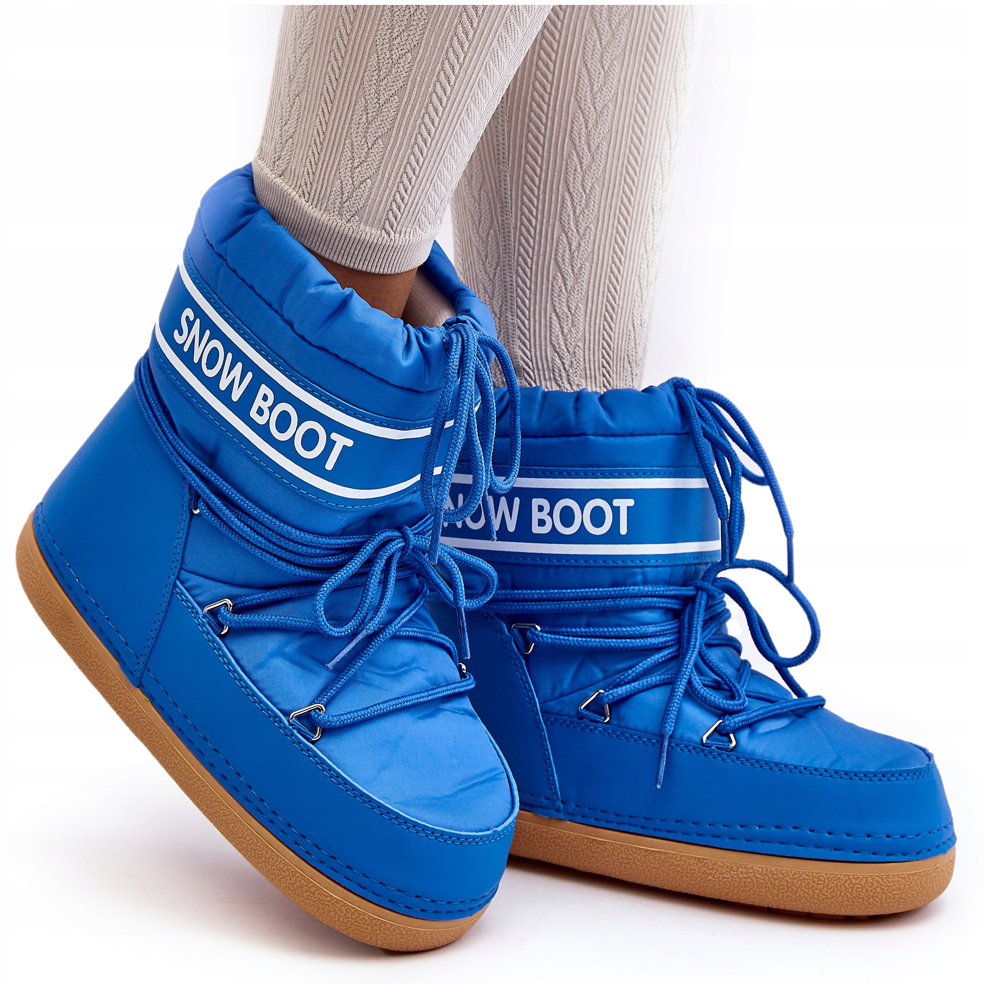 ŚNIEGOWCE DAMSKIE WIĄZANE Z NISKĄ CHOLEWKA NIEBIESKIE 39/40