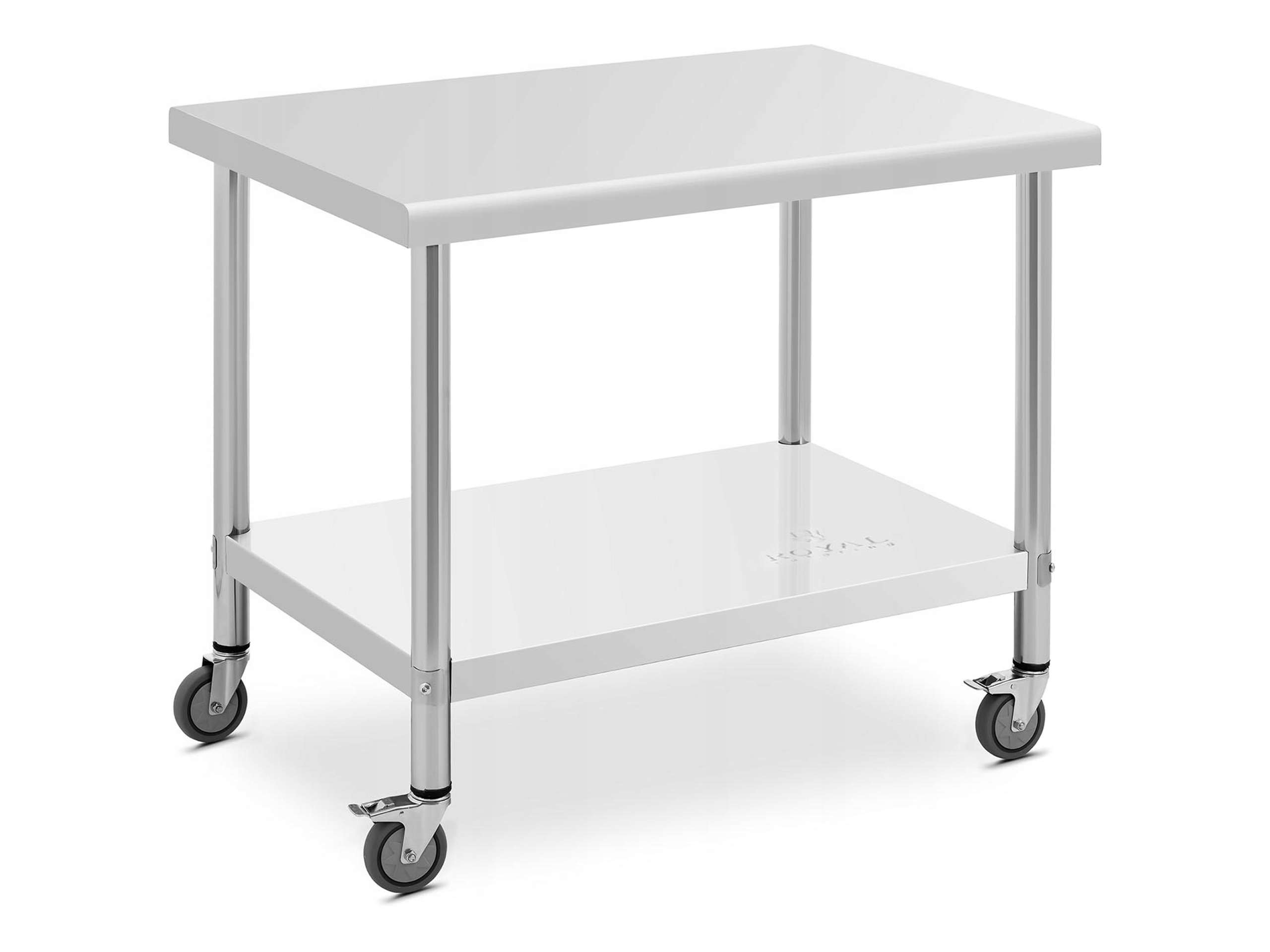 Kovový gastronomický stůl na kolečkách s policí Ocel 70 x 100 cm