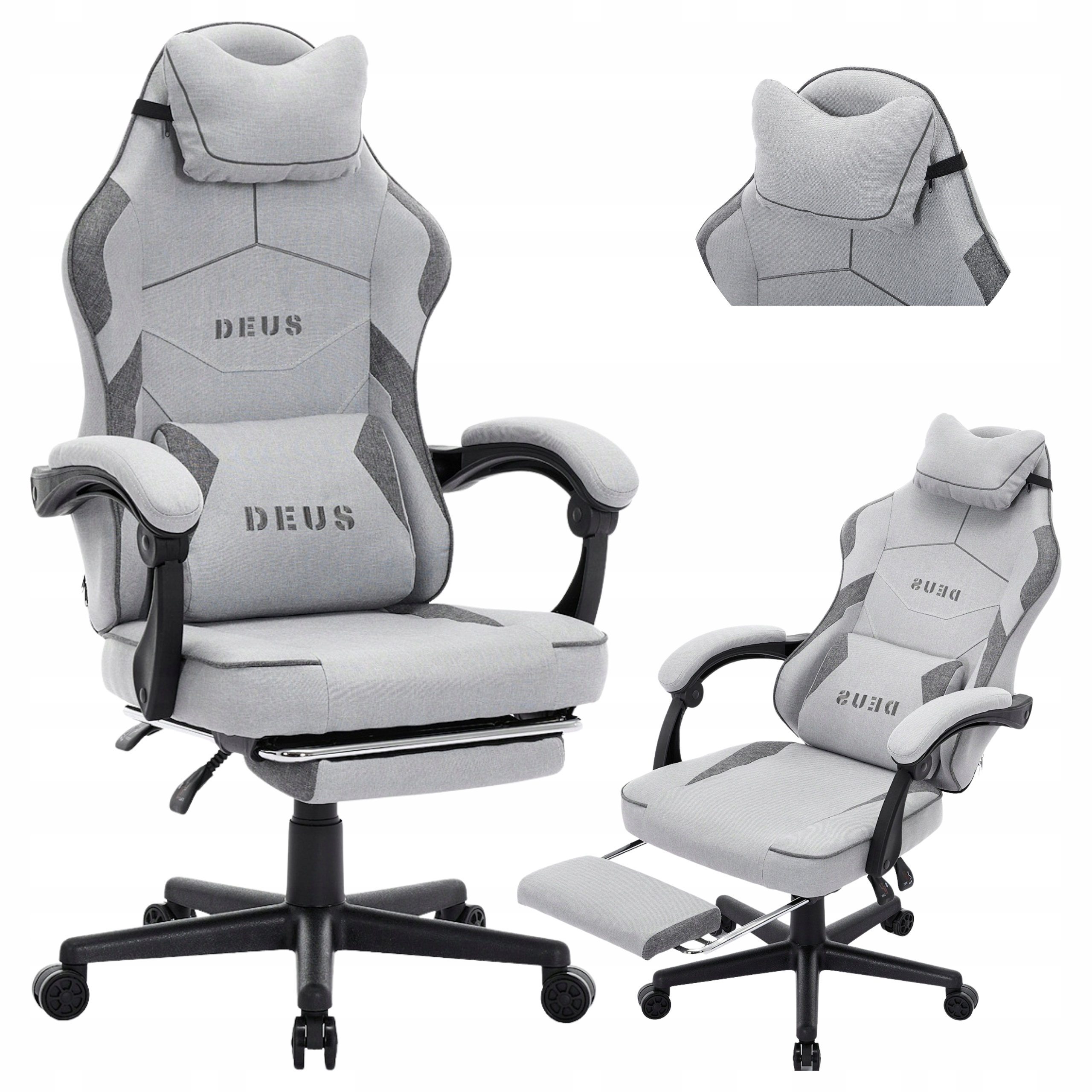 Herní křeslo Látkové otočné kancelářské Křeslo Pro Hráče s podnožkou