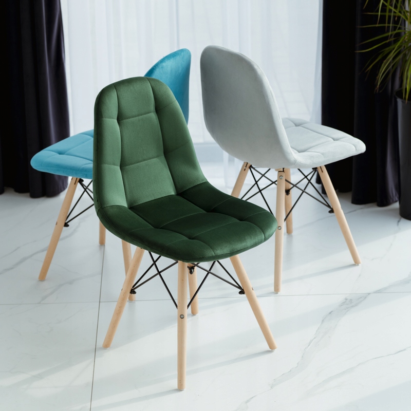 KRZESŁO WELUROWE PIKOWANE TAPICEROWANE DO SALONU JADALNI skandynawskie Wysokość siedziska 49 cm