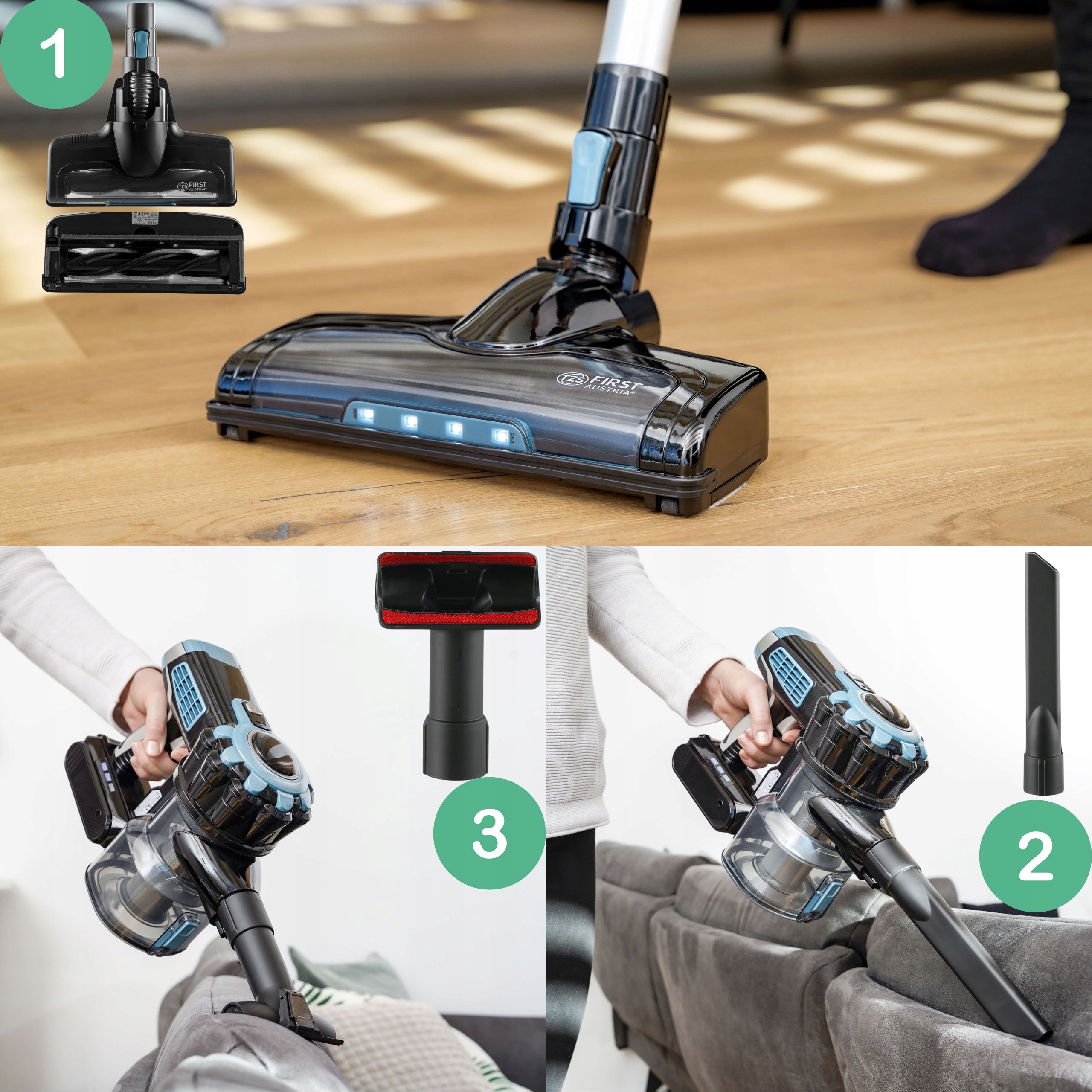 Odkurzacz pionowy akumulatorowy Li-ion 22,2V samochodowy FIRST AUSTRIA Moc 120 W