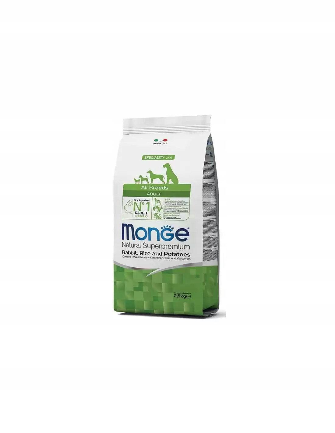 Levně Krmivo Superprémiový králík s rýží a bramborami pro psa 2,5 kg značky Monge