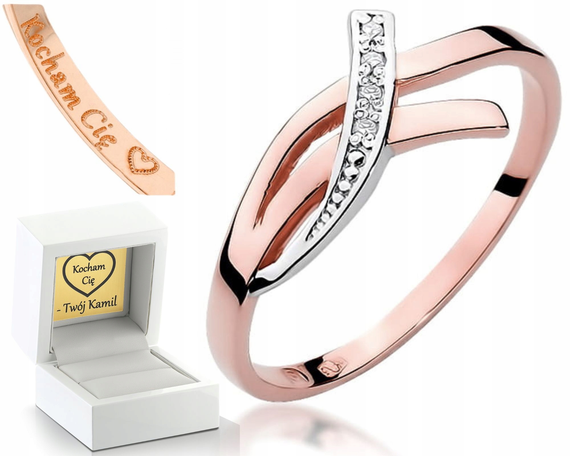 Prstýnek S Brilianty Růžové Zlato 585 Gravírování