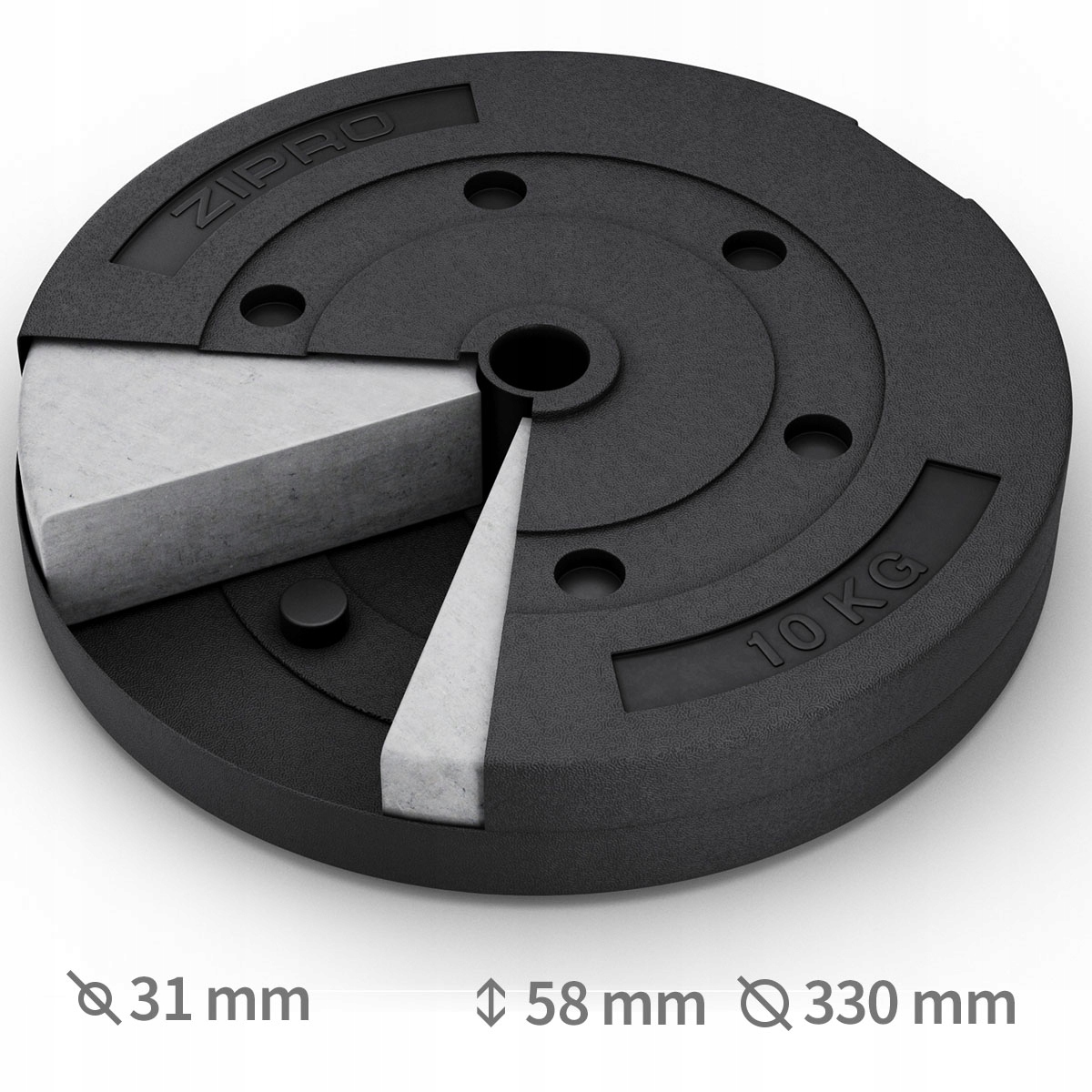 Obciążenie bitumiczne Talerz 10kg 31mm Obciążenia Powlekane - Zipro Średnica otworu 31 mm