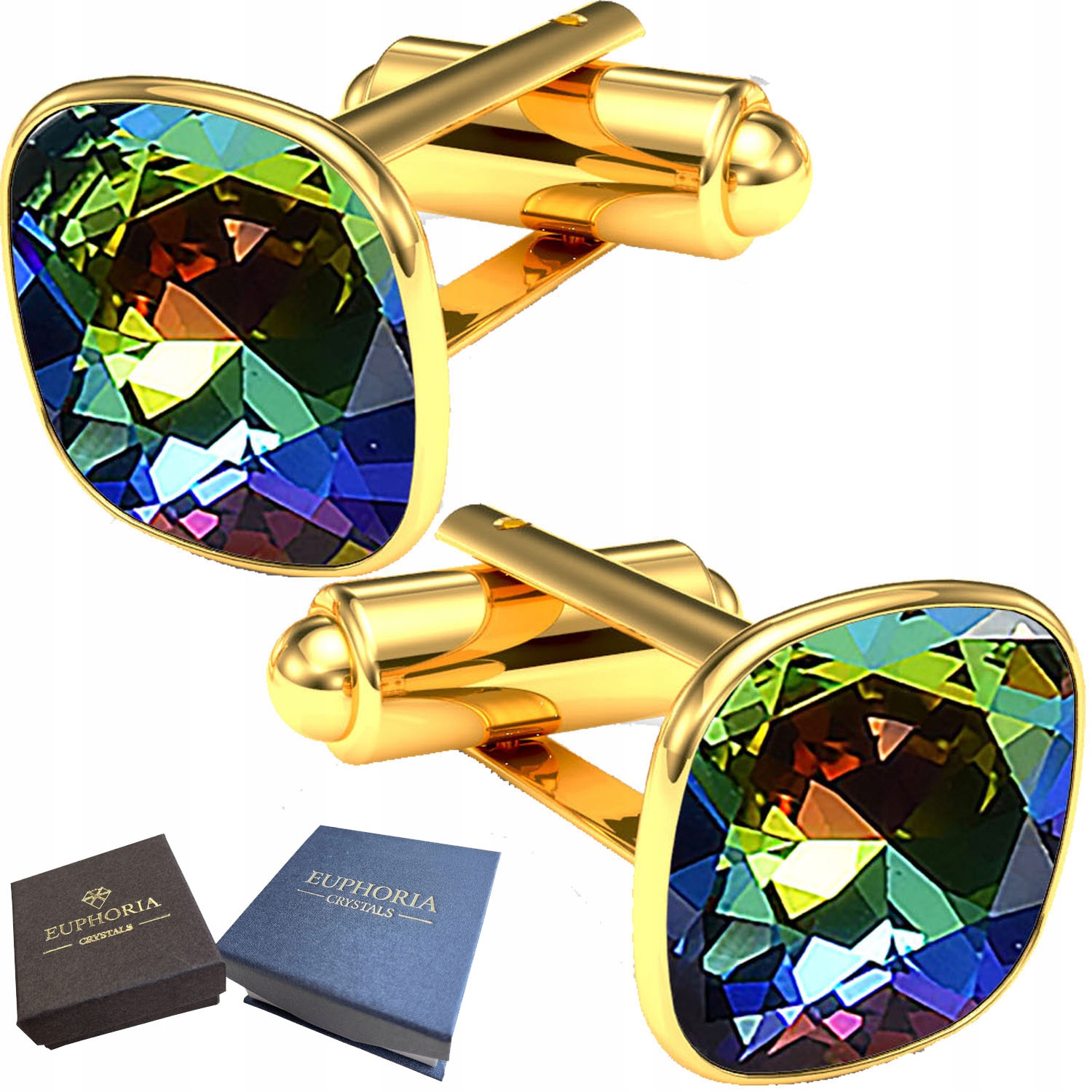 Zlaté manžetové knoflíčky Košile Stříbro 925 Křišťál Na narozeniny Svatba