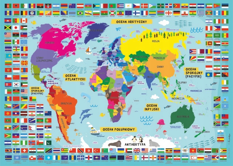 

Mata na Biurko Mapa Świata do Nauki dla Dzieci