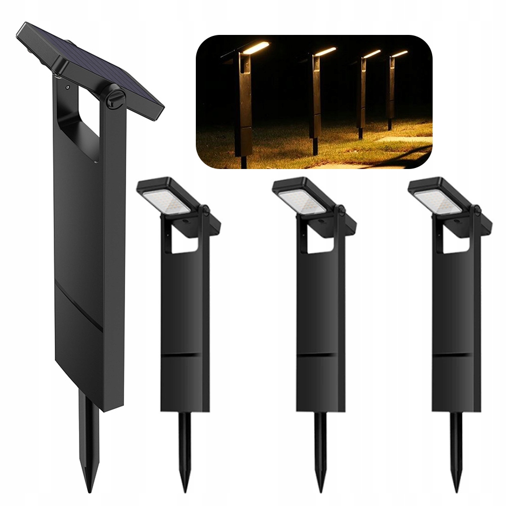 4x Solární zahradní stojací lampa 69 Cm Sada výkonných svítidel IP65