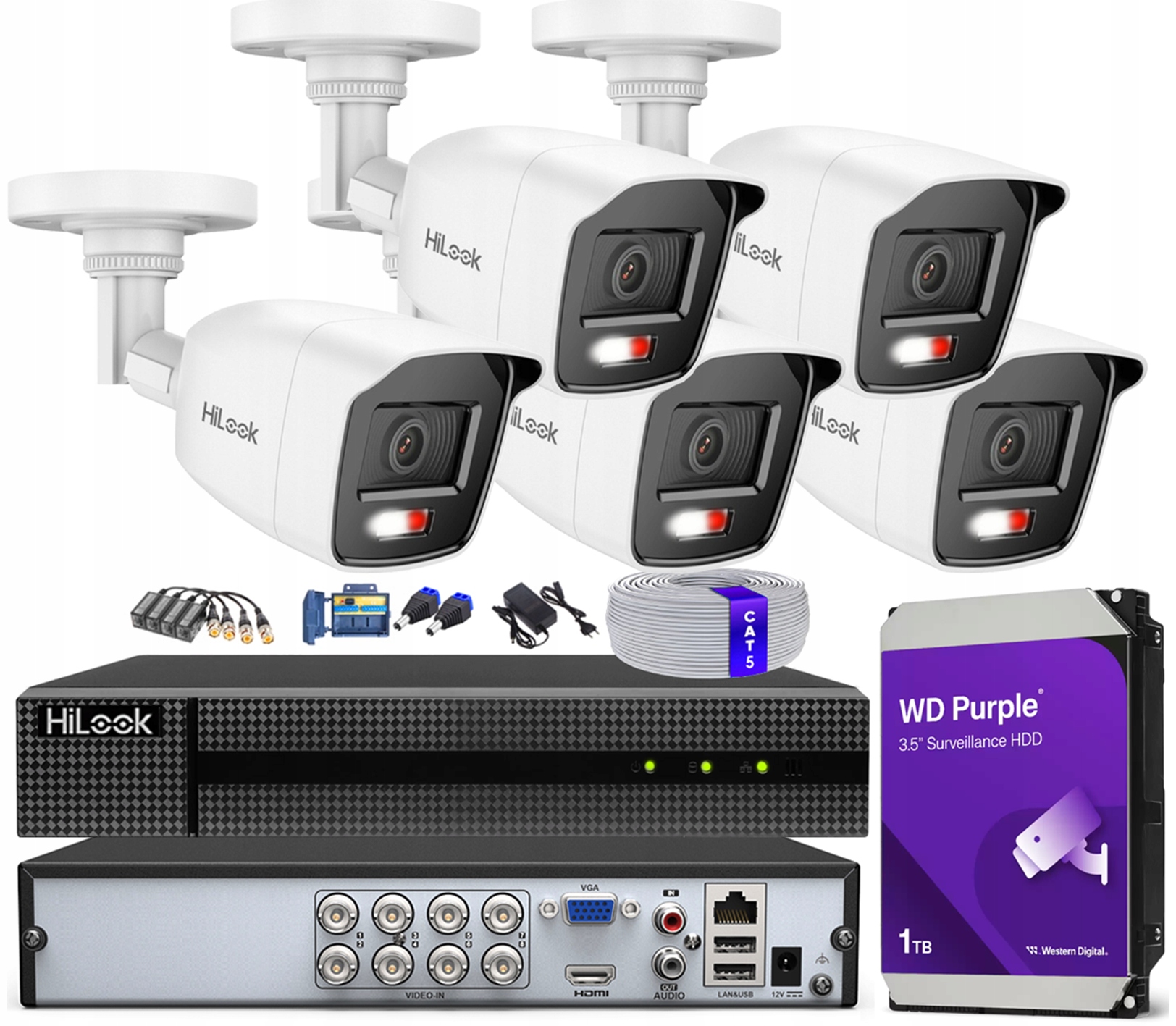 Monitorovací sada pro rozšíření 5 kamer 5Mpx Záznamník 8 kanálů Hdd 1TB