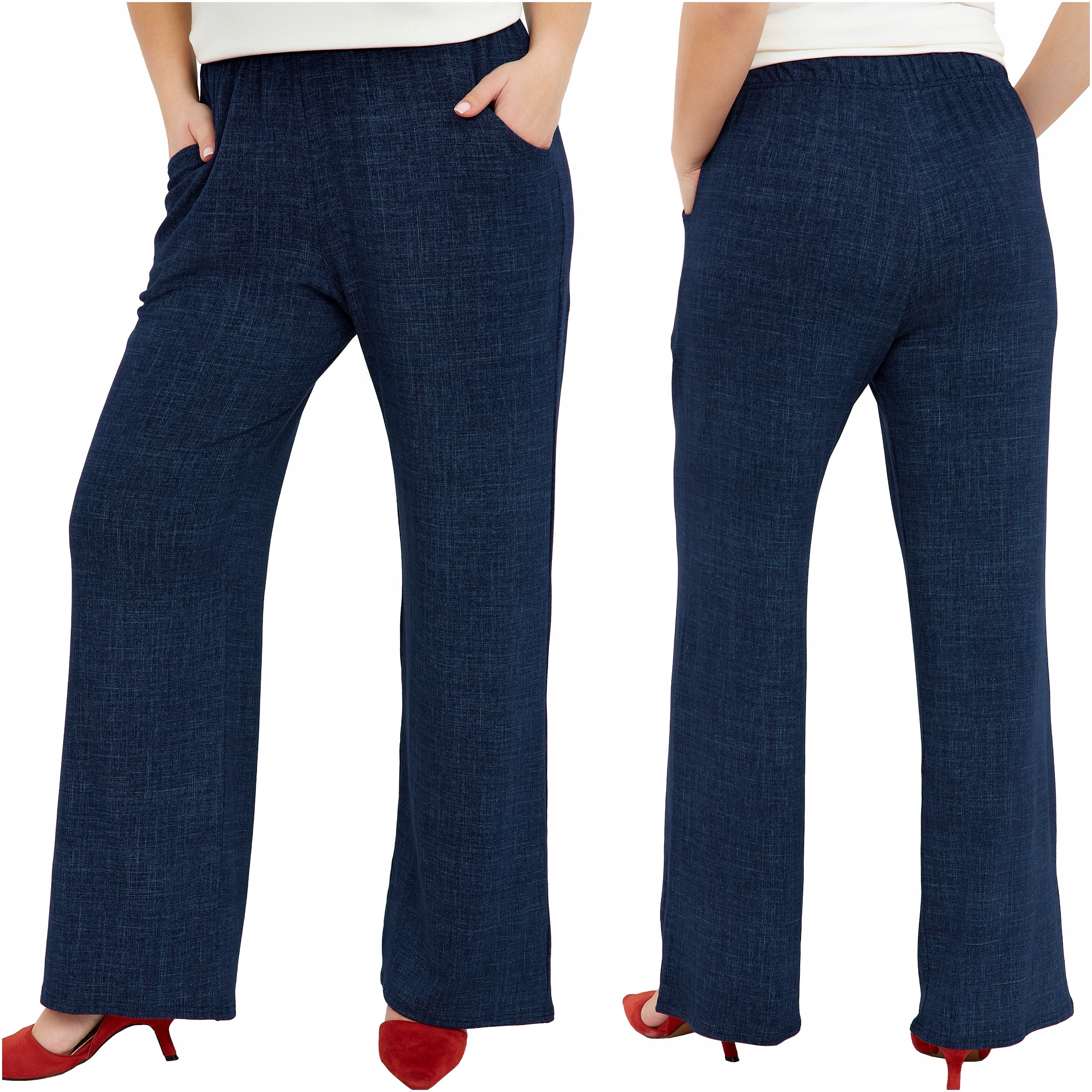 Dámské látkové kalhoty na gumičce Elegantní Široké Letní Velké Jednoduché