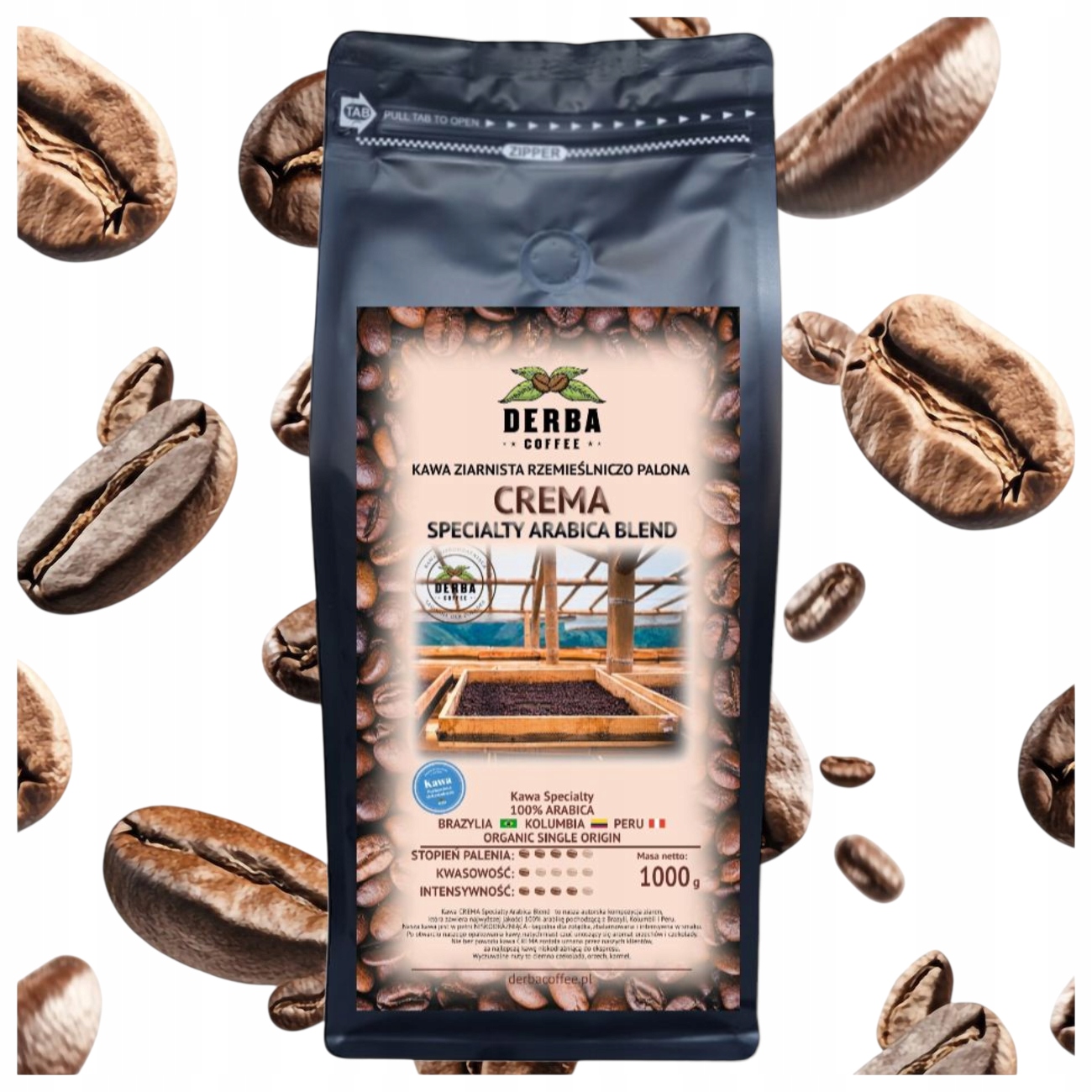 Kawa Crema Niskodrażniąca 1kg ziarnista 100% Arabika Blend Specialty