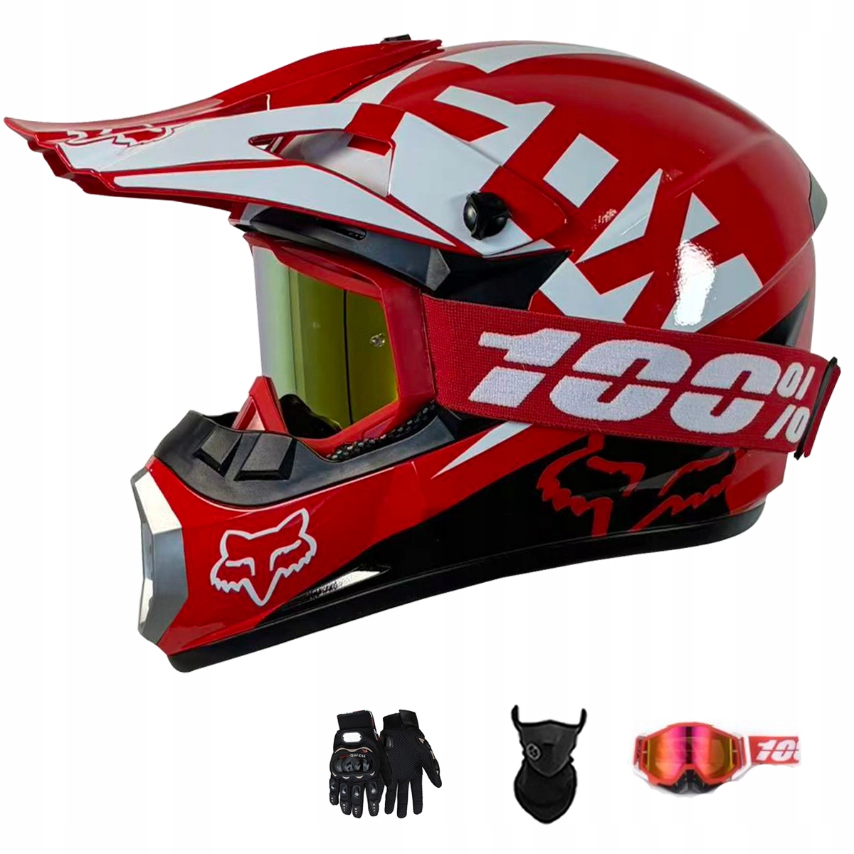 Motocyklová Přilba Crossová Lehká Enduro Quada Brýle Rukavice Maska L