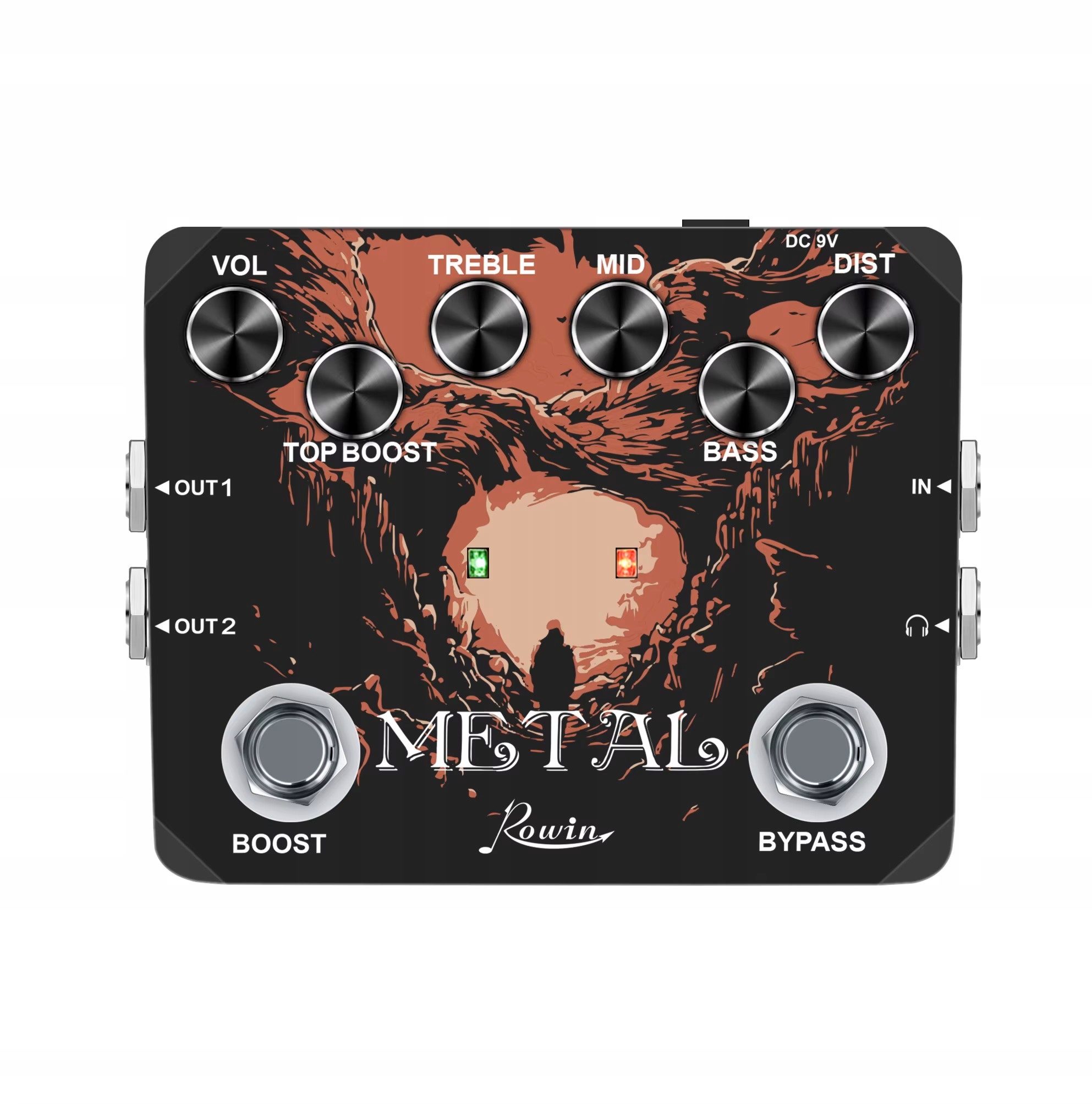 Rowin Metal Guitar Effect Pedal Tradiční kovový zvuk 80s/90s. 6C