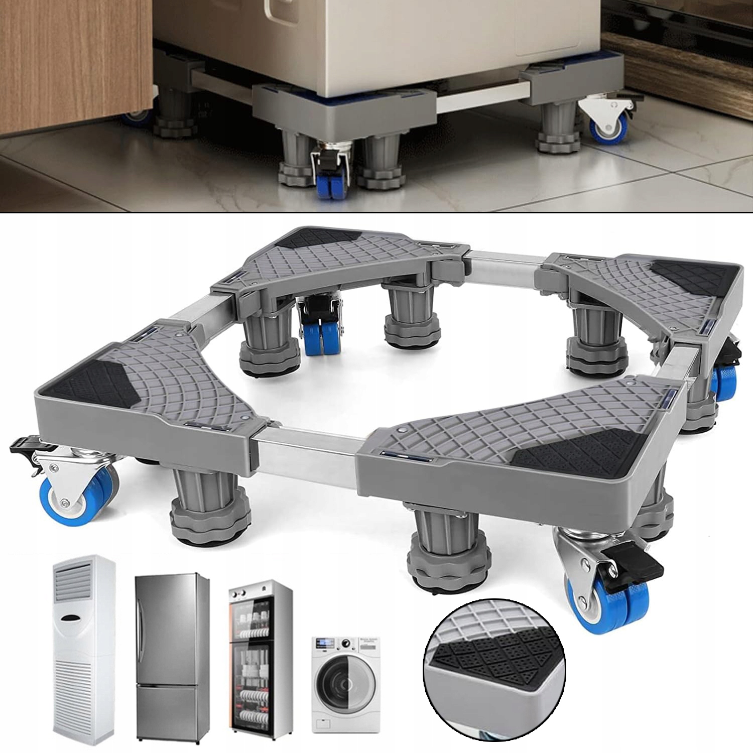 Regulowany Stojak Na Pralkę W Lodówce Z Kółkami Podstawa Pod Pralkę Lodówkę