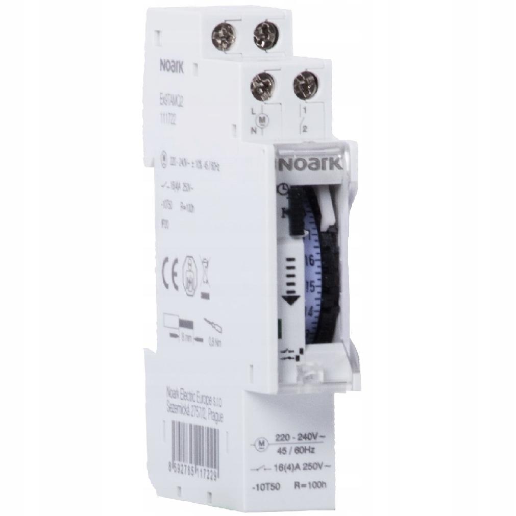 NOARK PROGRAMATOR CZASOWY TIMER SZYNA DIN 1P KWARC