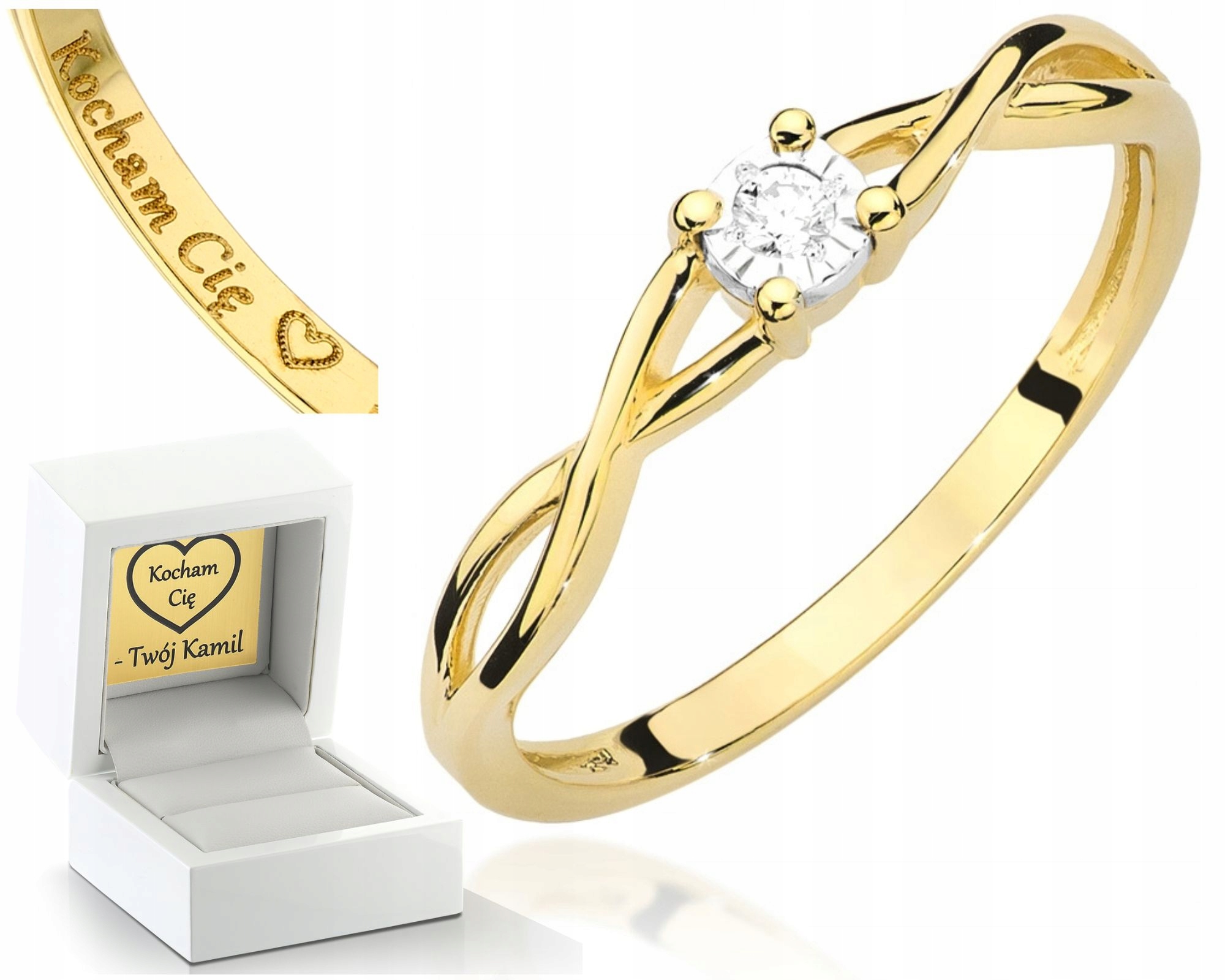 Zlatý Prstýnek S Briliantem Gravírování Bonus 585