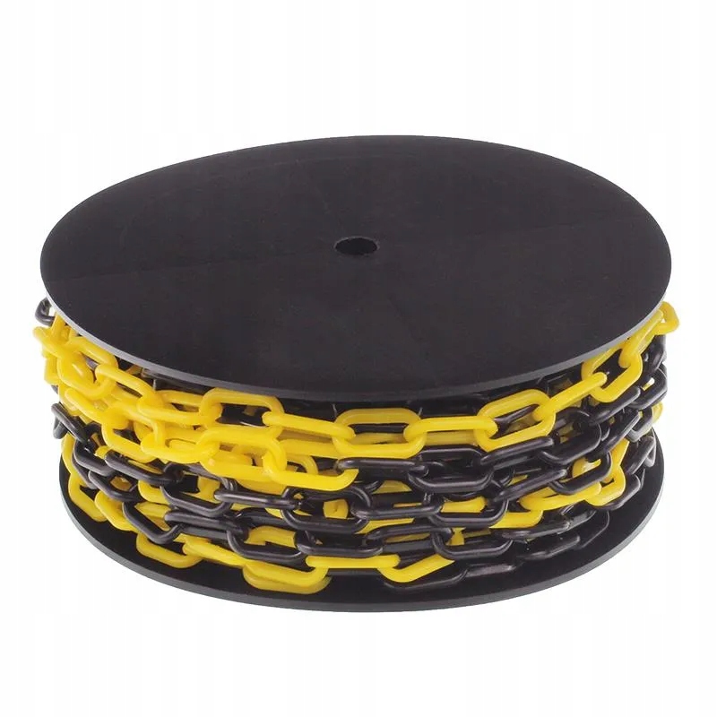 ŁAŃCUCH OSTRZEGAWCZY ŻÓŁTO-CZARNY, 25MB, PLASTIKOWY BĘBĘN