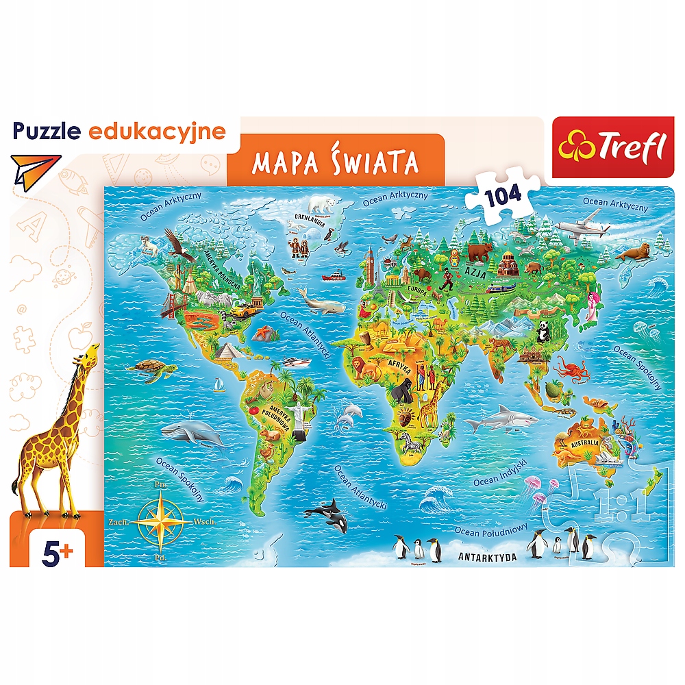 

Trefl Puzzle 104 El. Mapa Świata Dzieci 15557