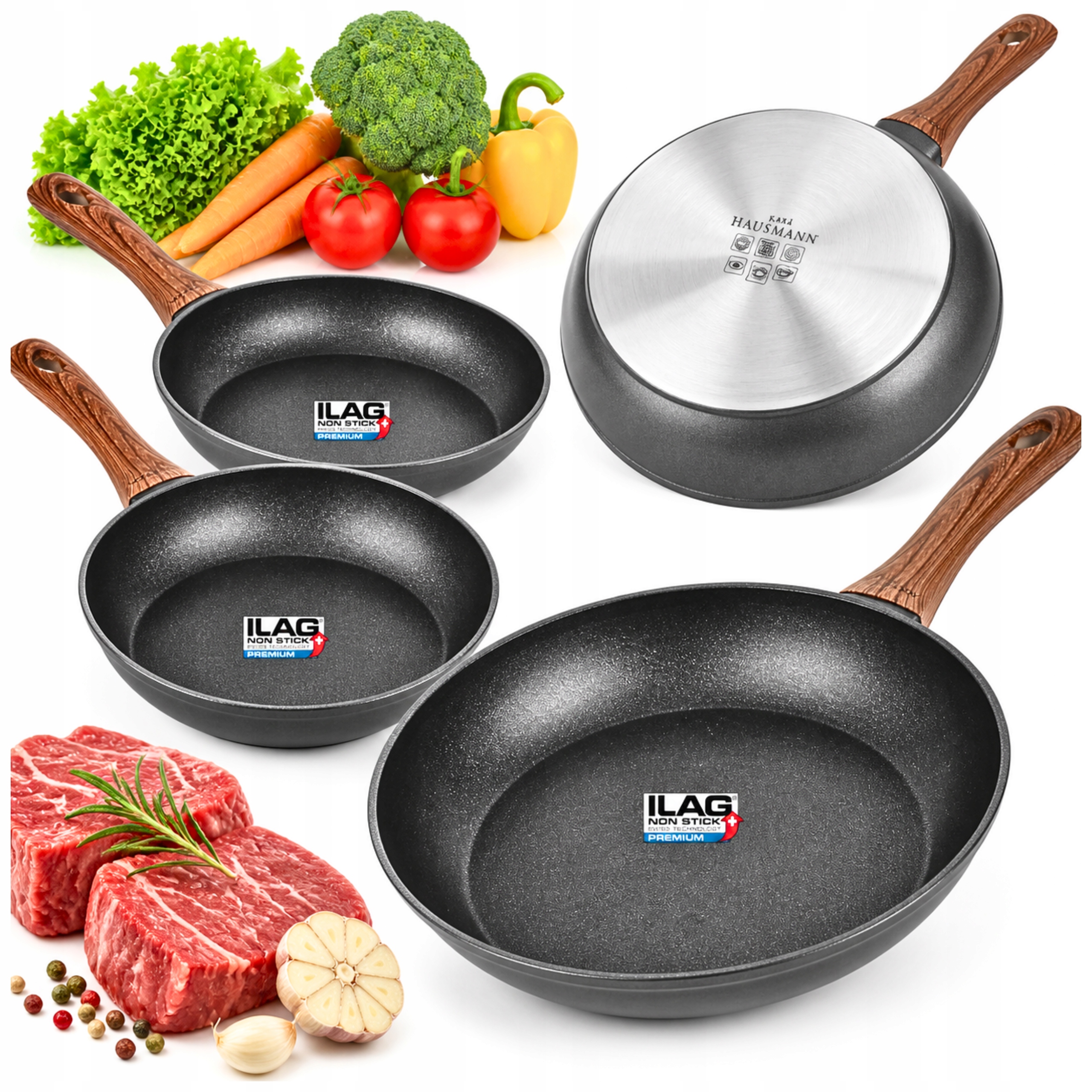 Sada Panvíc Indukcia Plyn Na Smaženie 20/24/26/28 cm Komplet 4ks Panvica