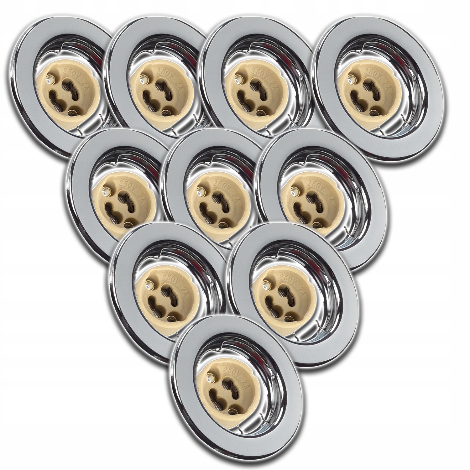 10xKRUHOVÁ Stropní Objímka Chrom+žárovka GU10 1,5W Nw Neutrální+zásuvka
