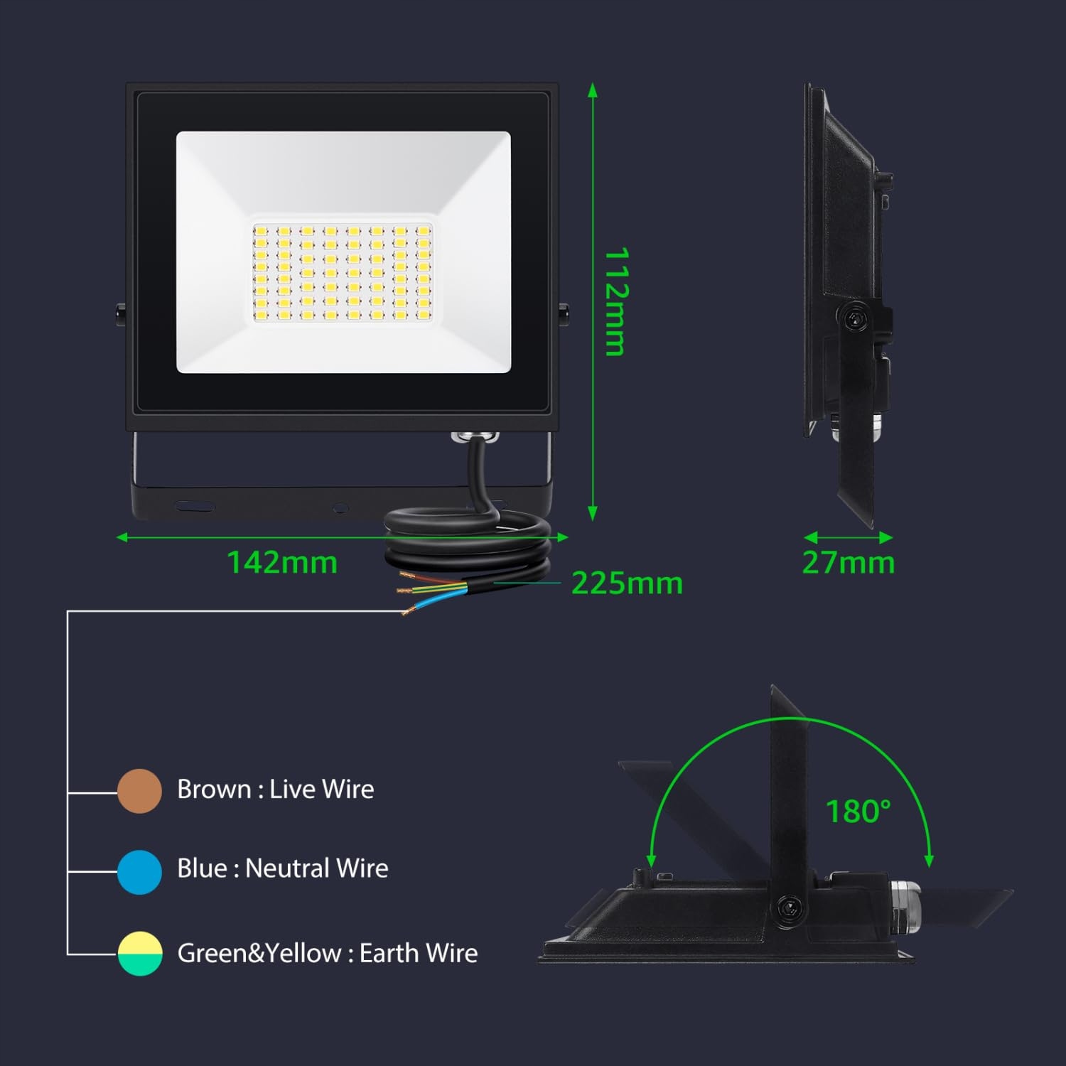 AIGOSTAR LED Reflektor 30W 2szt 4000K IP65 Ogród/Garaż — miniatura 6