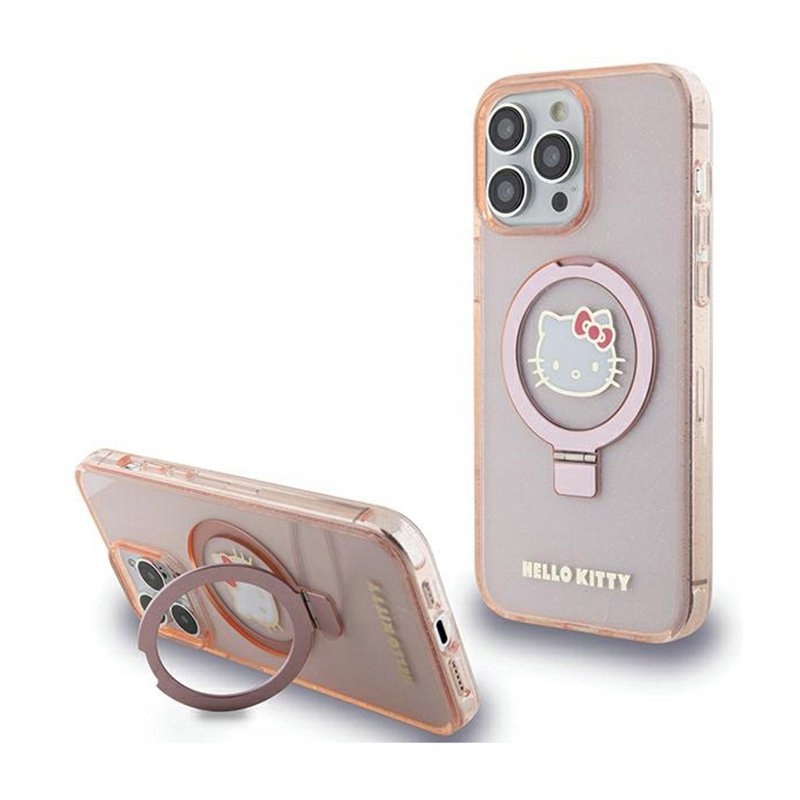 Stojan na prsten Hello Kitty s třpytivým elektrologem a MagSafe Pouzdro iPhone 15 Pro
