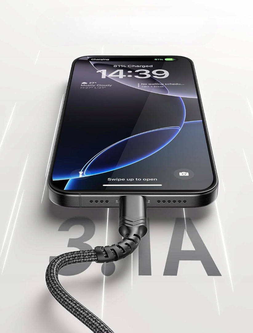 Mocny kabel USB-A do USB-C 2m SOUNIX w oplocie szybkiego ładowania 3A QC Stan opakowania oryginalne