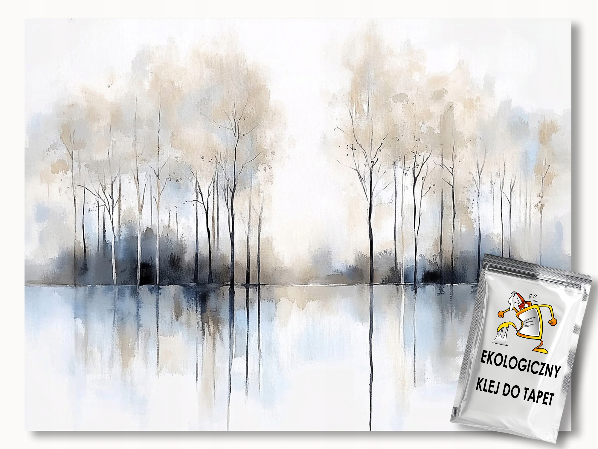 Fototapeta Flizelina Akvarel Les Stromy Park Odraz Boho 350x250 110g