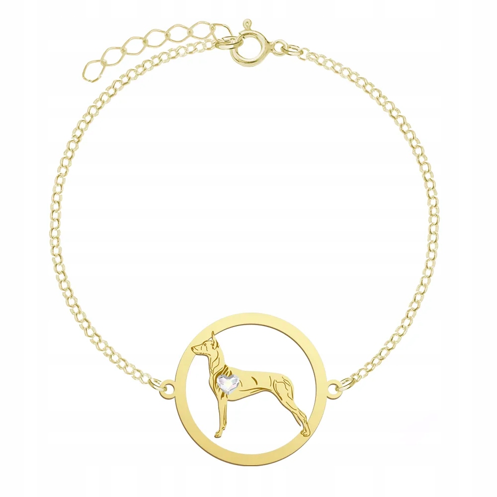 Zlatý náramek se psem Pharaoh Hound Stříbro 925 Šperky Žena Gravírování