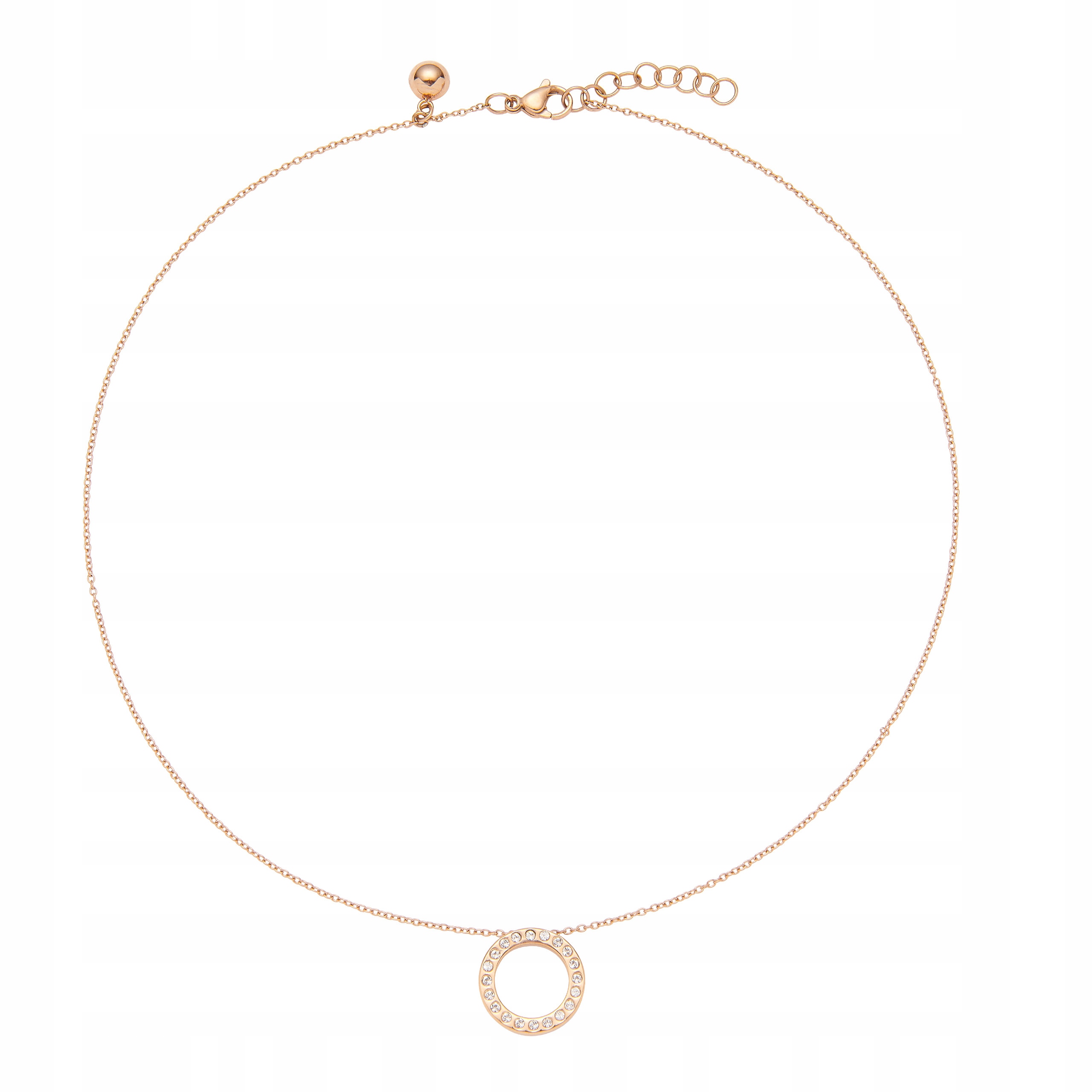 Náhrdelník Růžové zlato Přívěsek Kolečko Krystaly Ocel Dámská Celebrity