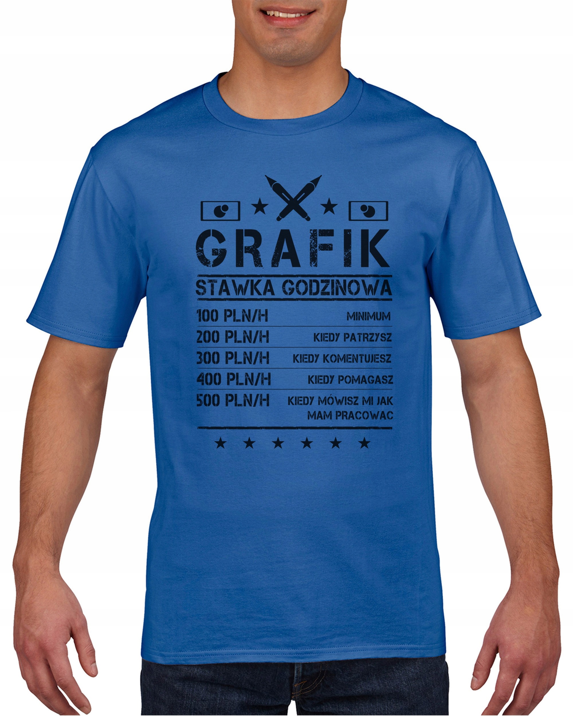 

Koszulka męska Grafik stawka godzinowa M