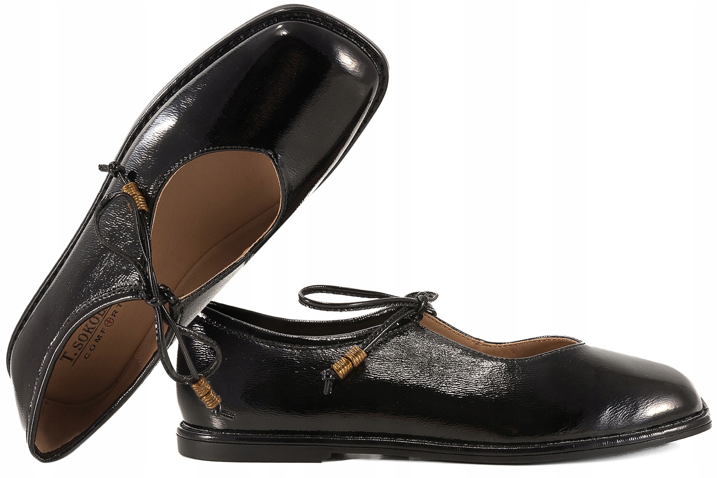 T.sokolski Hw W26-452 Kožené Polobotky Lakované Baleríny černé 39