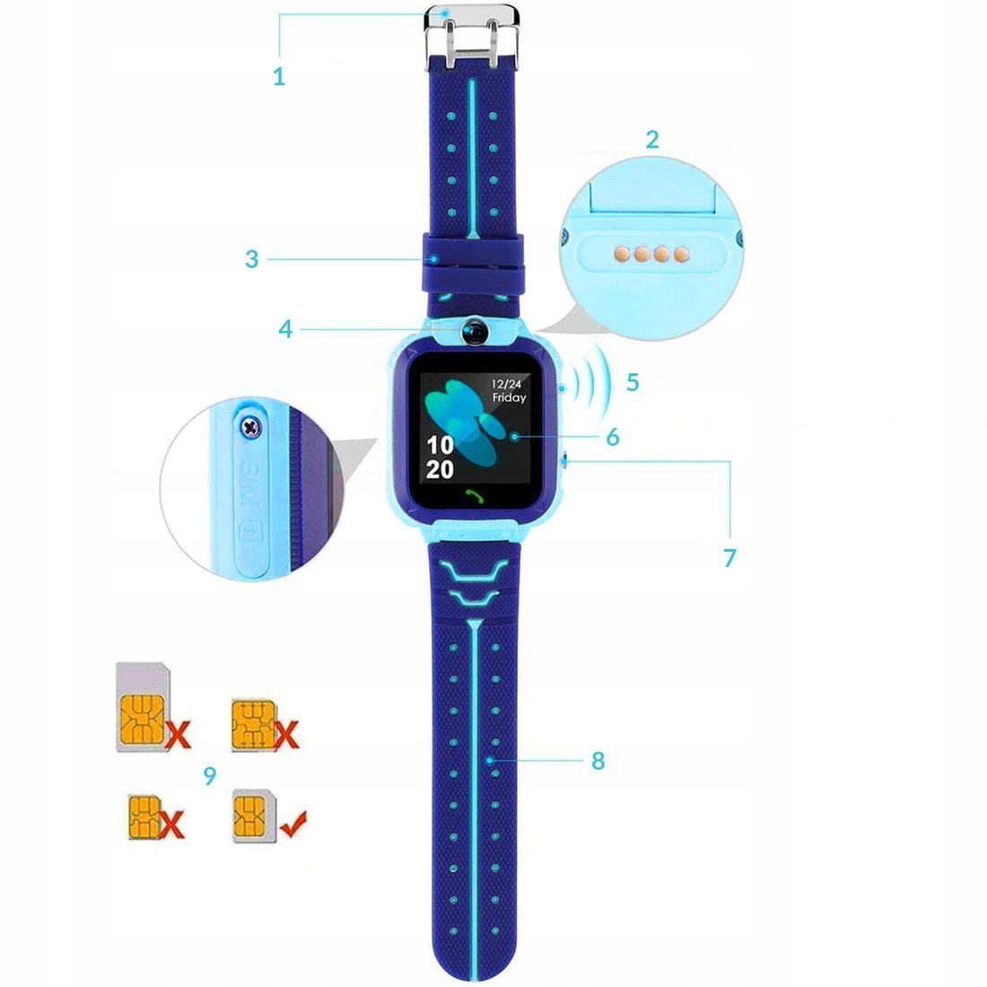 SMARTWATCH DLA DZIECI LOKALIZATOR GSM WODOODPORNY Transmisja danych brak