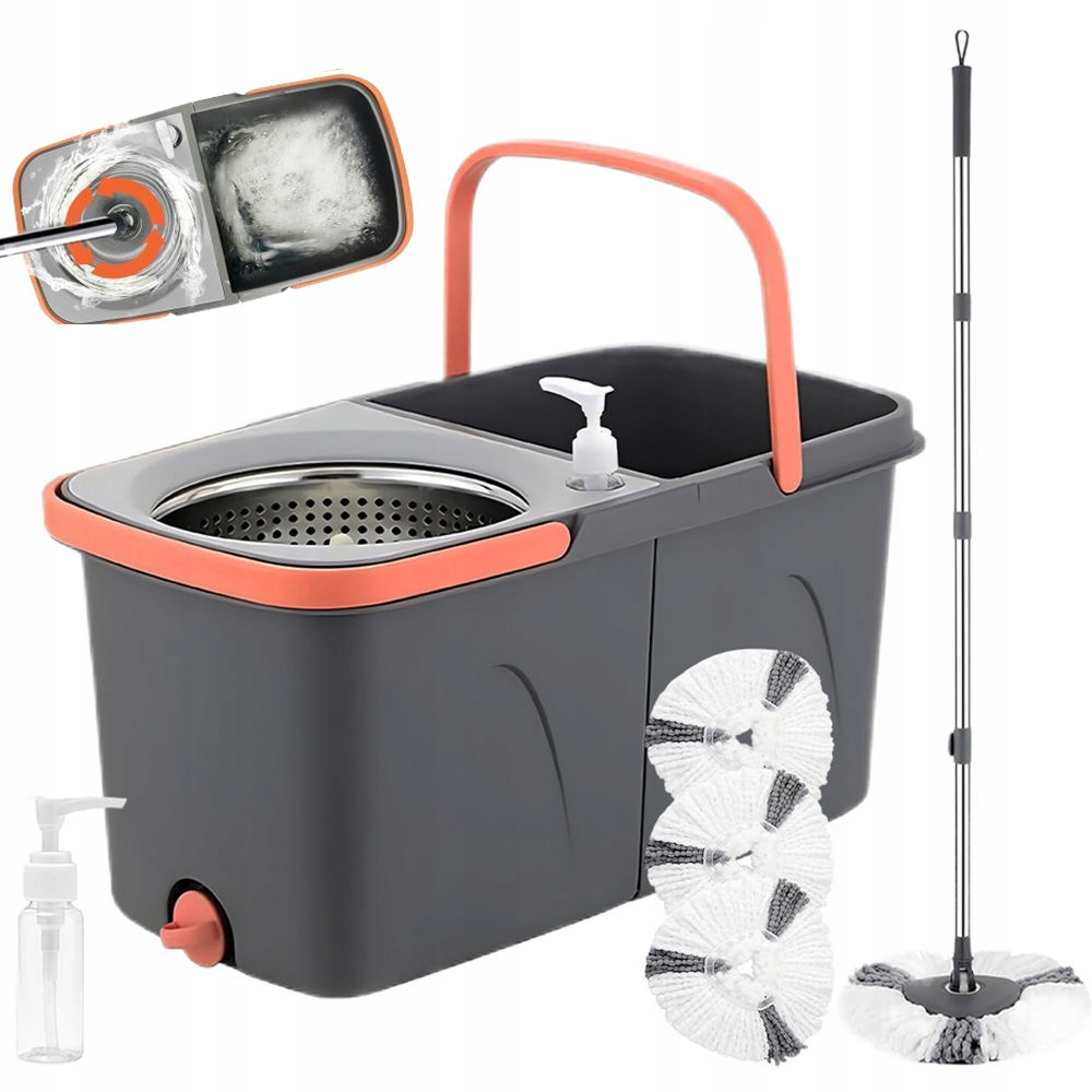 Levně Rotační Mop 360 Spin Turbo Nastavitelná Rukojeť Nástavce Kbelík
